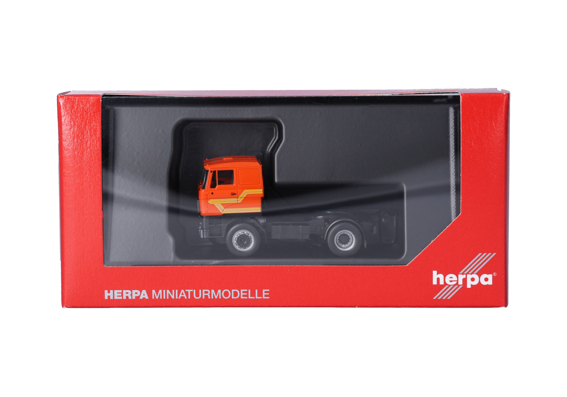 diecast truck, model truck, orange cab, truck chassis, toy vehicle