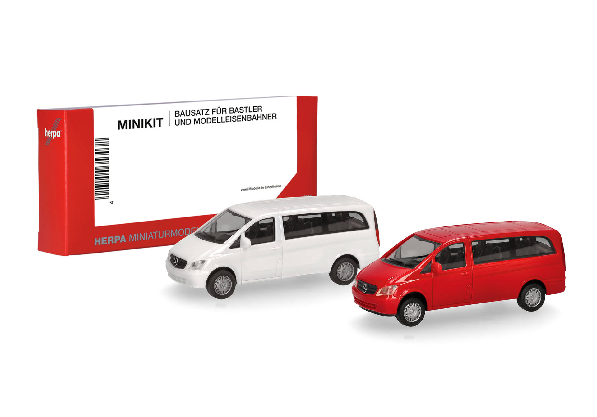 Herpa MiniKit: Mercedes-Benz Vito bus, white and red (2 piece)