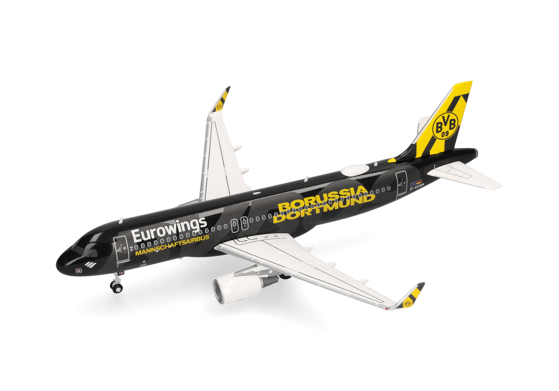 flugzeug, modell, BVB09, schwarz, gelb