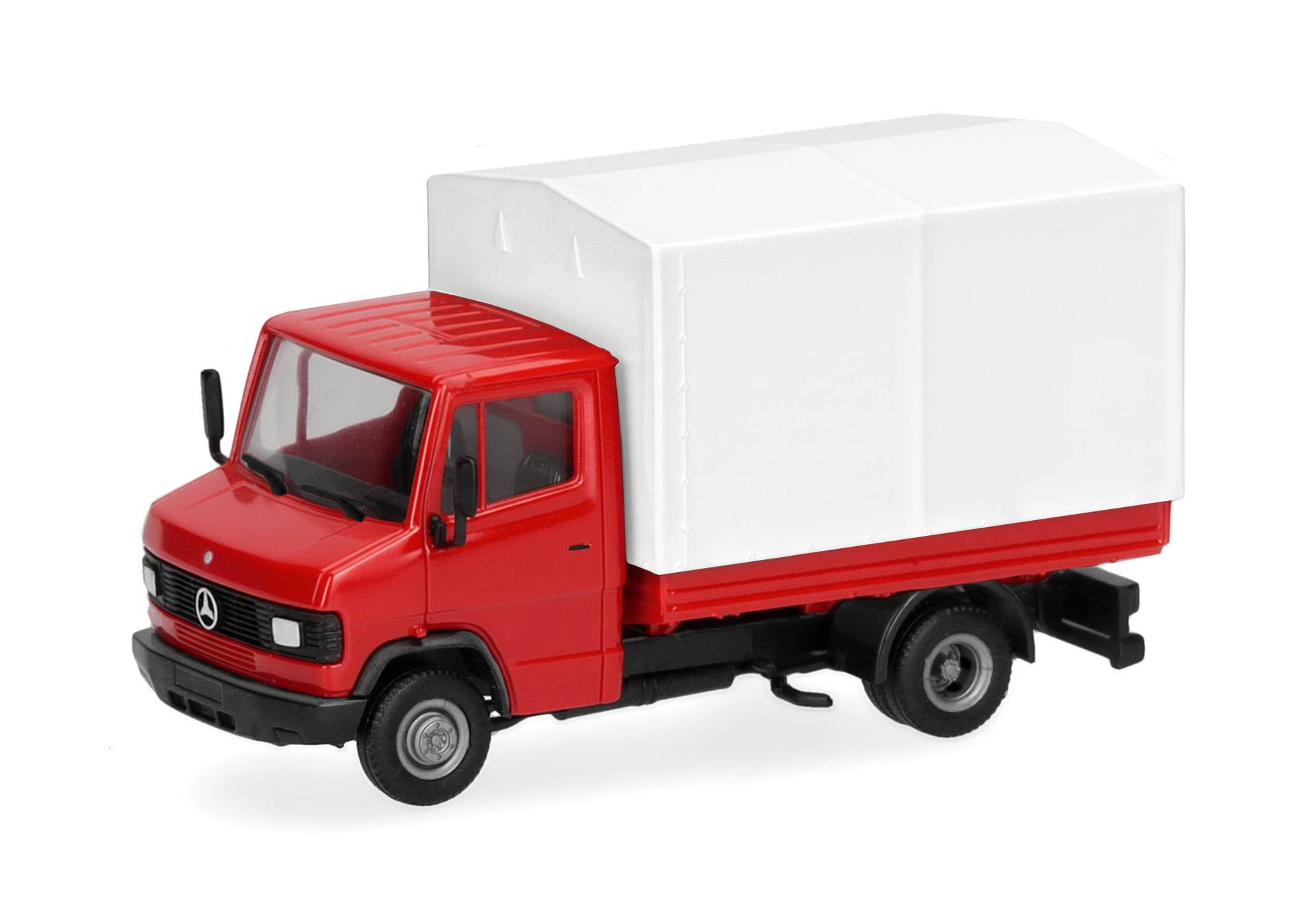 Herpa Basic: Mercedes Benz T2 tarpaulin trailer truck red/white