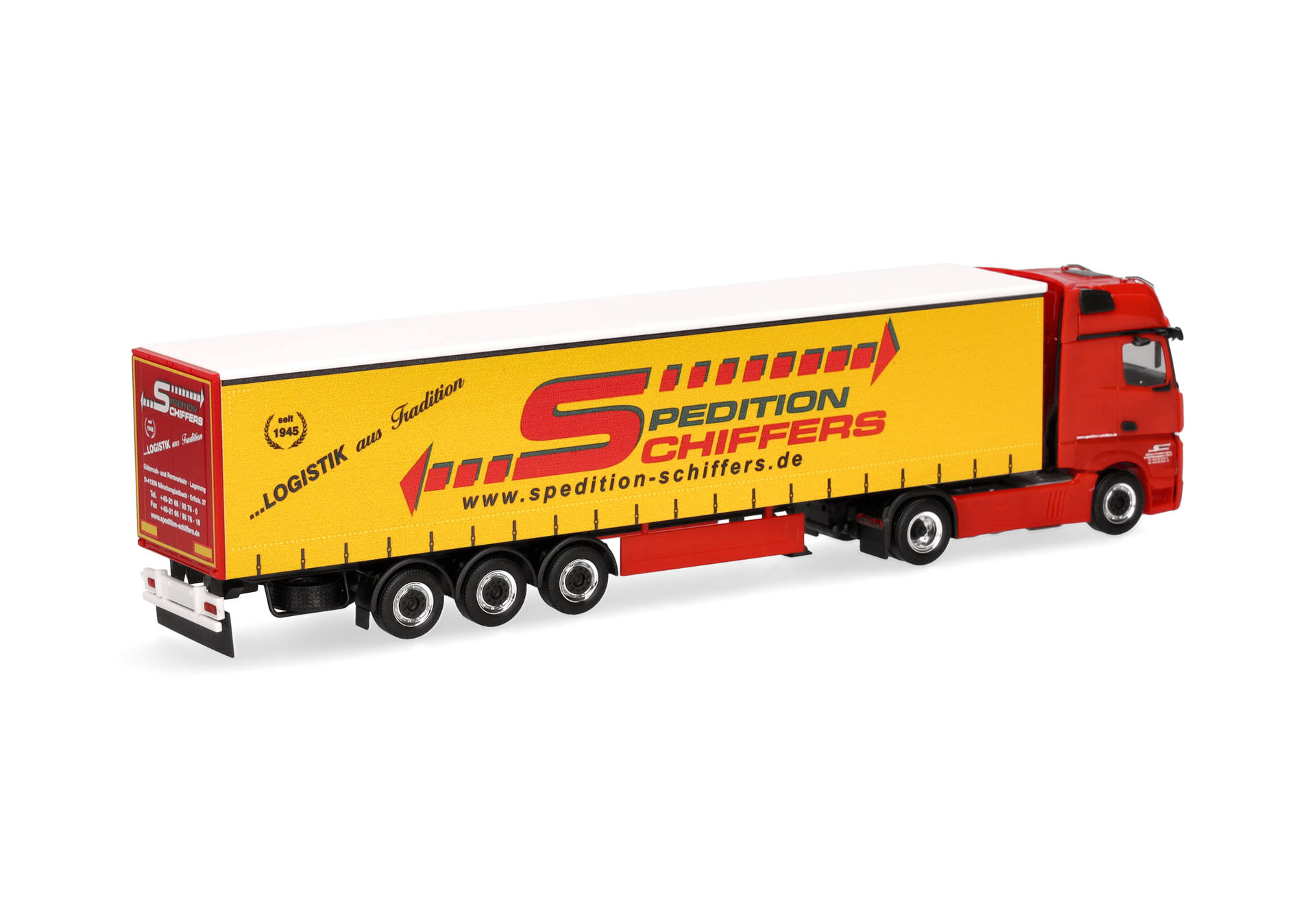 Mercedes-Benz Actros Gigaspace curtain canvas semitrailer truck "Spedition Schiffers"