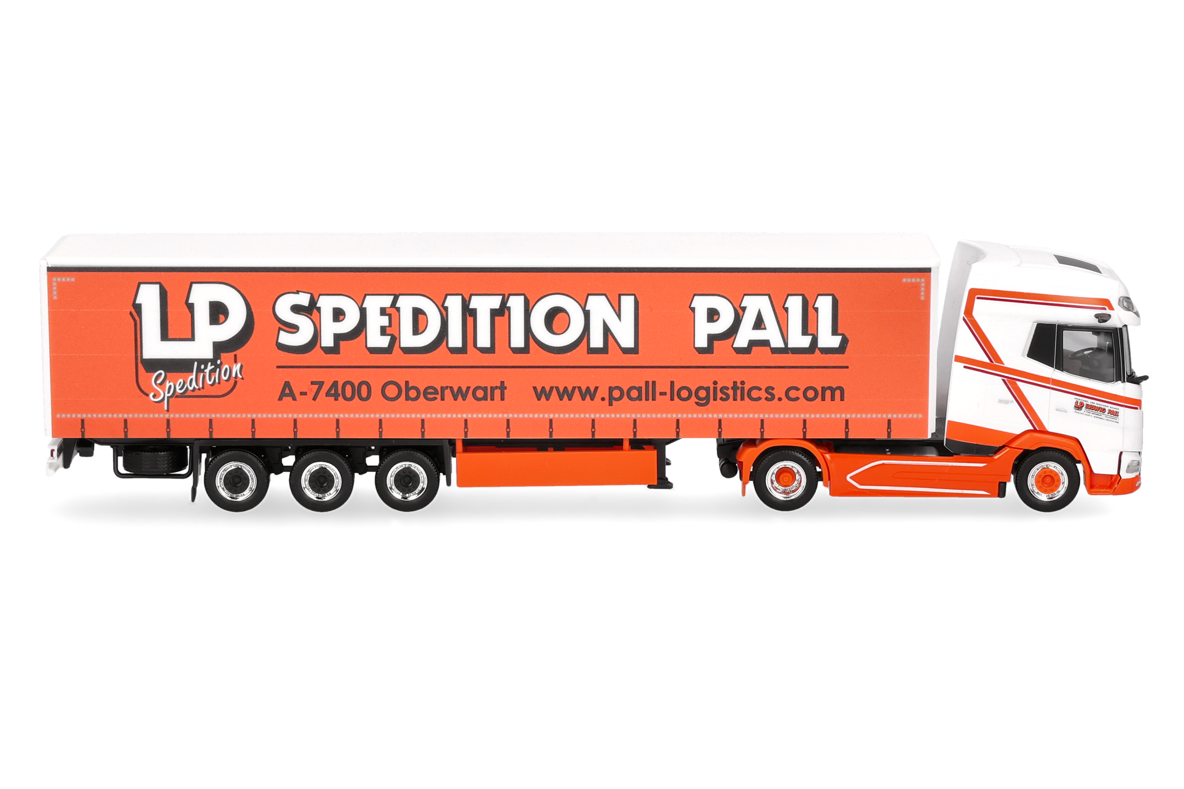 truck, trailer, semi, orange, graphics