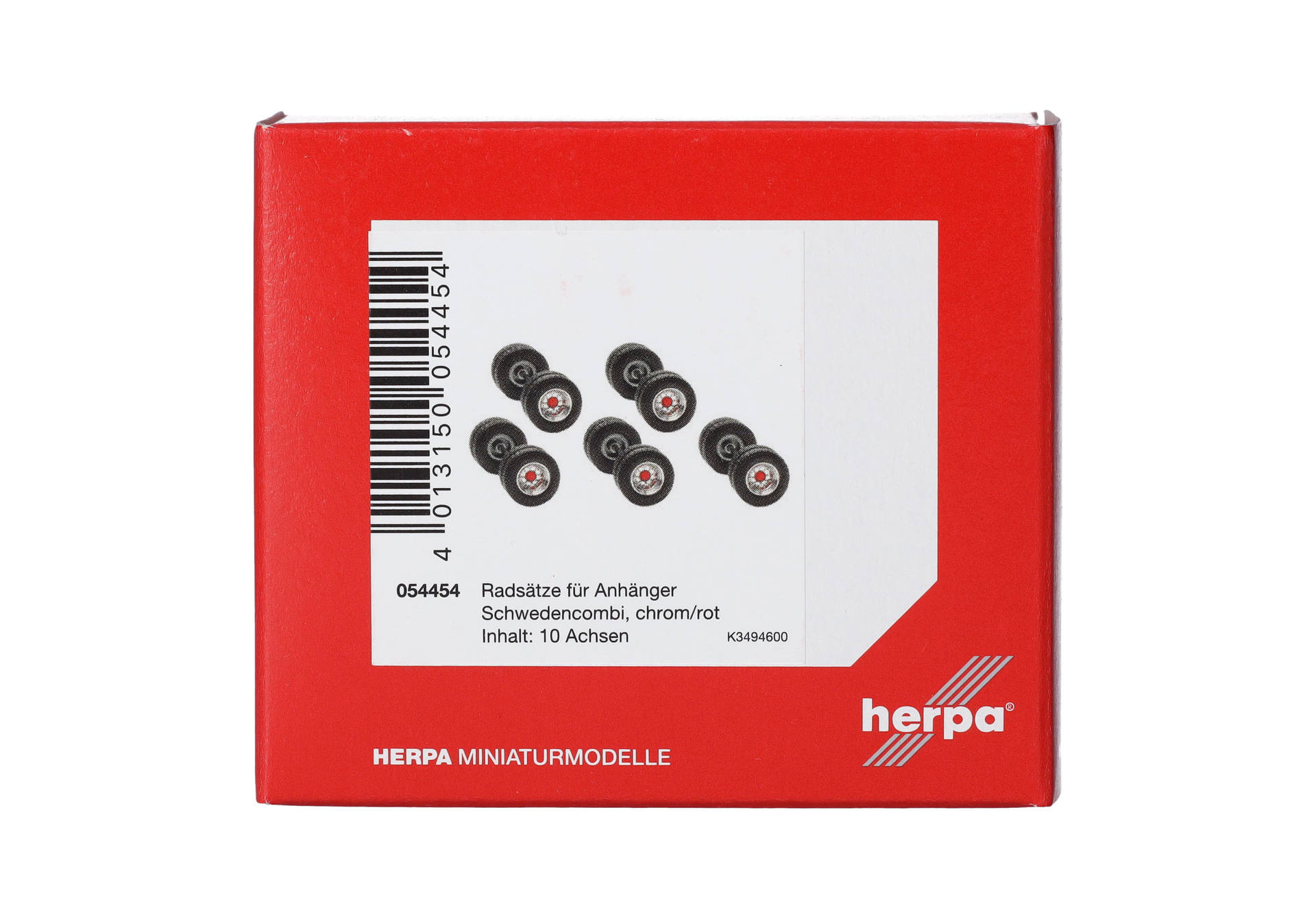 Accessory wheel-set for swedish box truck, chrome/red (10 wheel sets)