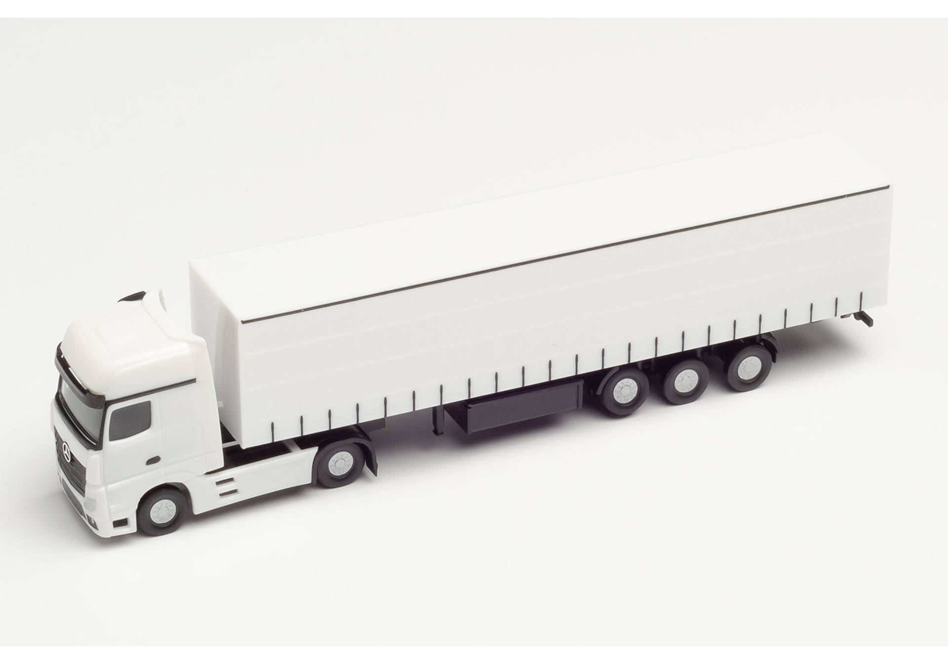 Herpa MiniKit: Mercedes-Benz Actros curtain canvas semitrailer truck, white