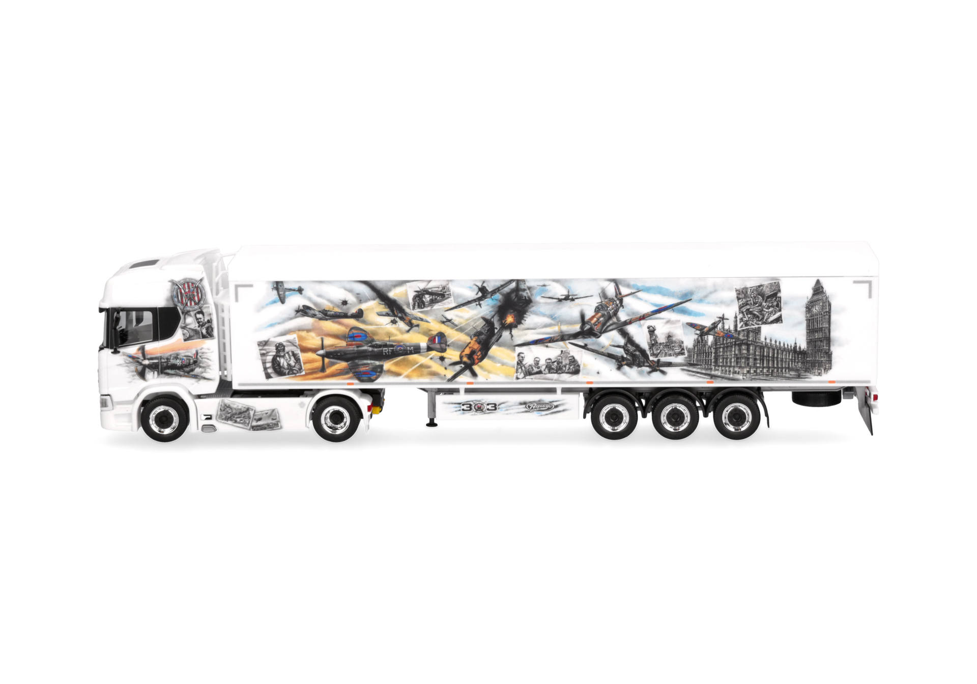 trailer, artwork, graphic, white, truck