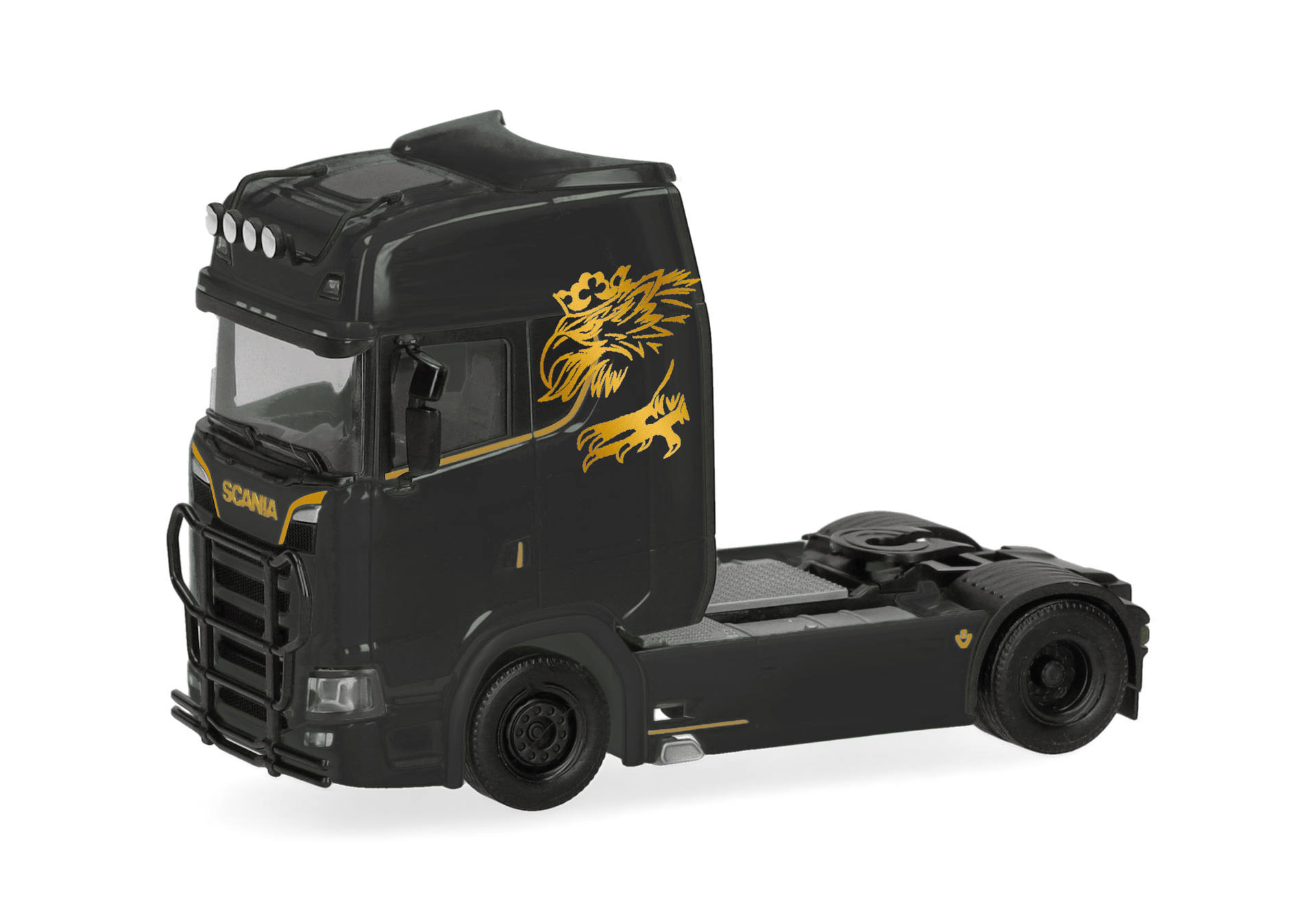 Scania CS 20 high roof rigid tractor with light bar and bull bumper 2axles, black