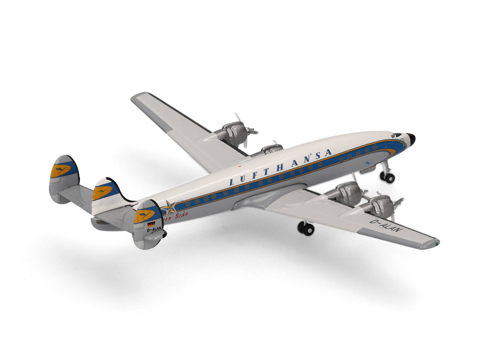 airplane, model, propeller, Lufthansa?, dual-tail