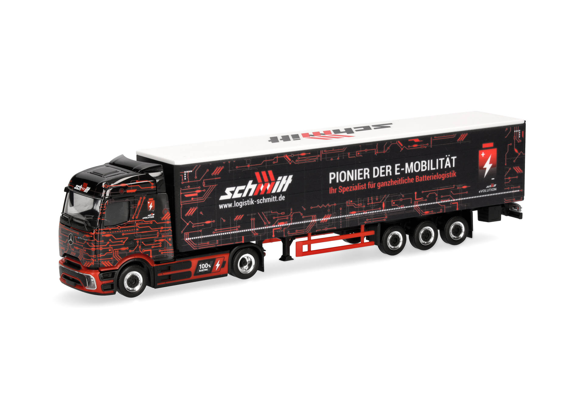 Mercedes-Benz eActros 600 ProCabin Streamspace curtain canvas semitrailer "Schmitt"