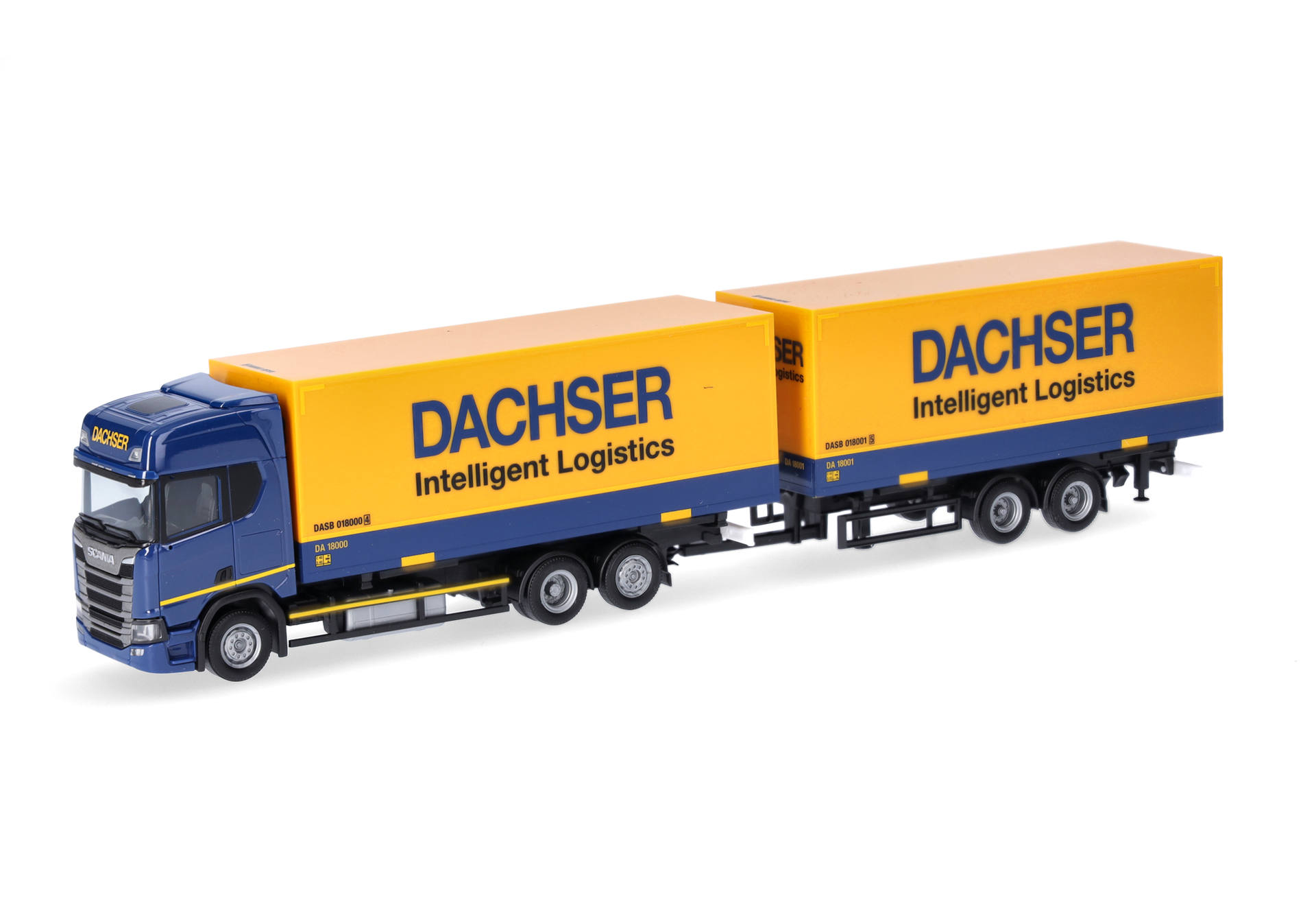 Scania CR20 HD Wechselkoffer-Tandemhängerzug "DACHSER - Intelligent Logistics"