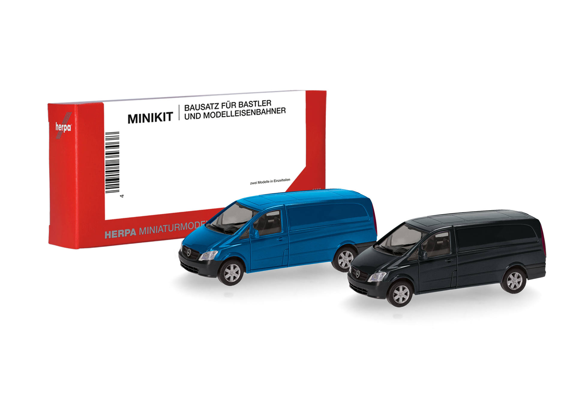 Herpa MiniKit: Mercedes-Benz Vito transporter, black and gentian blue (2 piece)