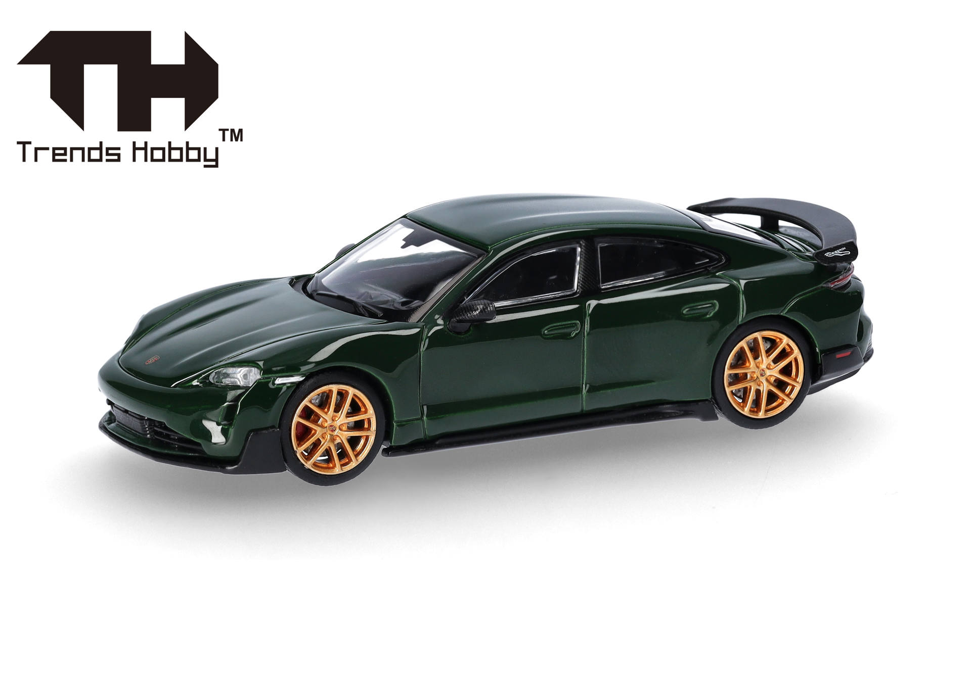 toy car, green, coupe, gold wheels, trends hobby