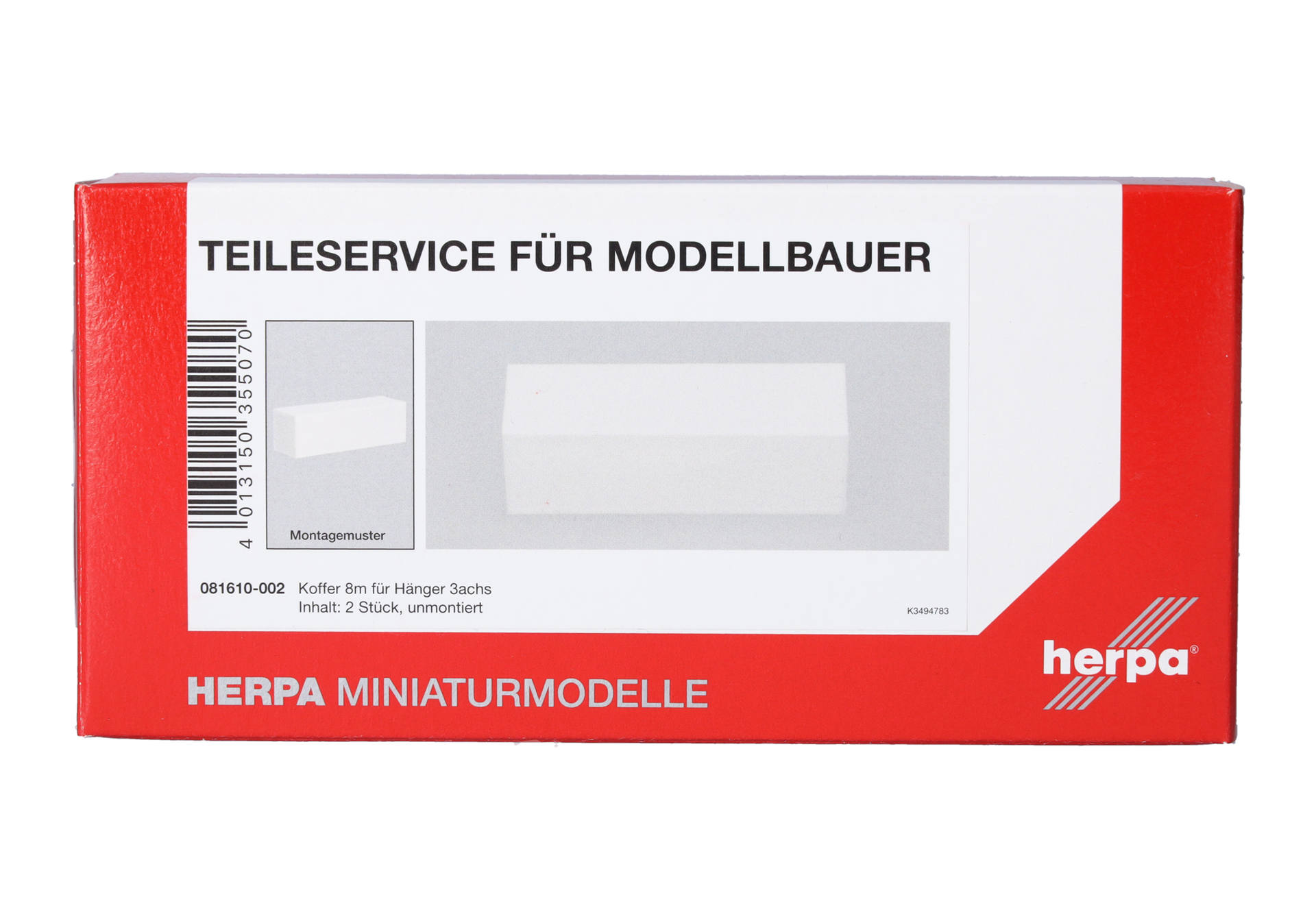 Teileservice: Koffer 8m für 3achs Hängerfahrgestell (2 Stück)