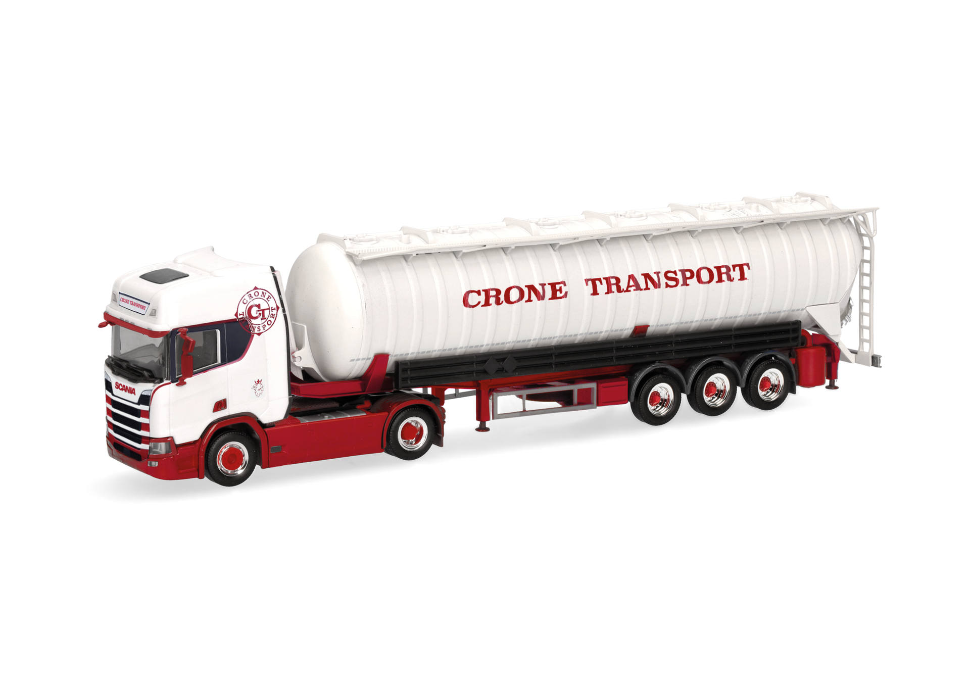 Scania CR 20 HD vacuum bulk semitrailer truck "Crone Trade and transport"