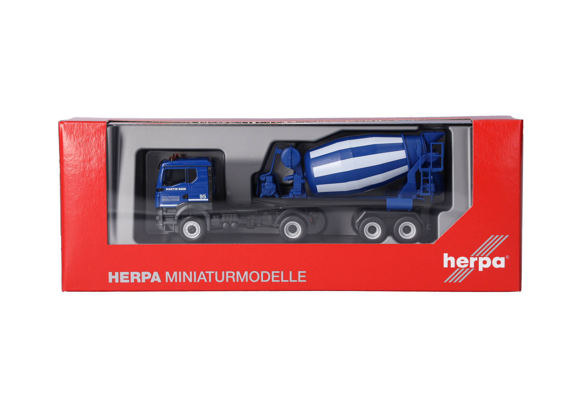 Modell-Lkw, Zementmischer, blauer Lkw, Scale-Model, Baufahrzeug