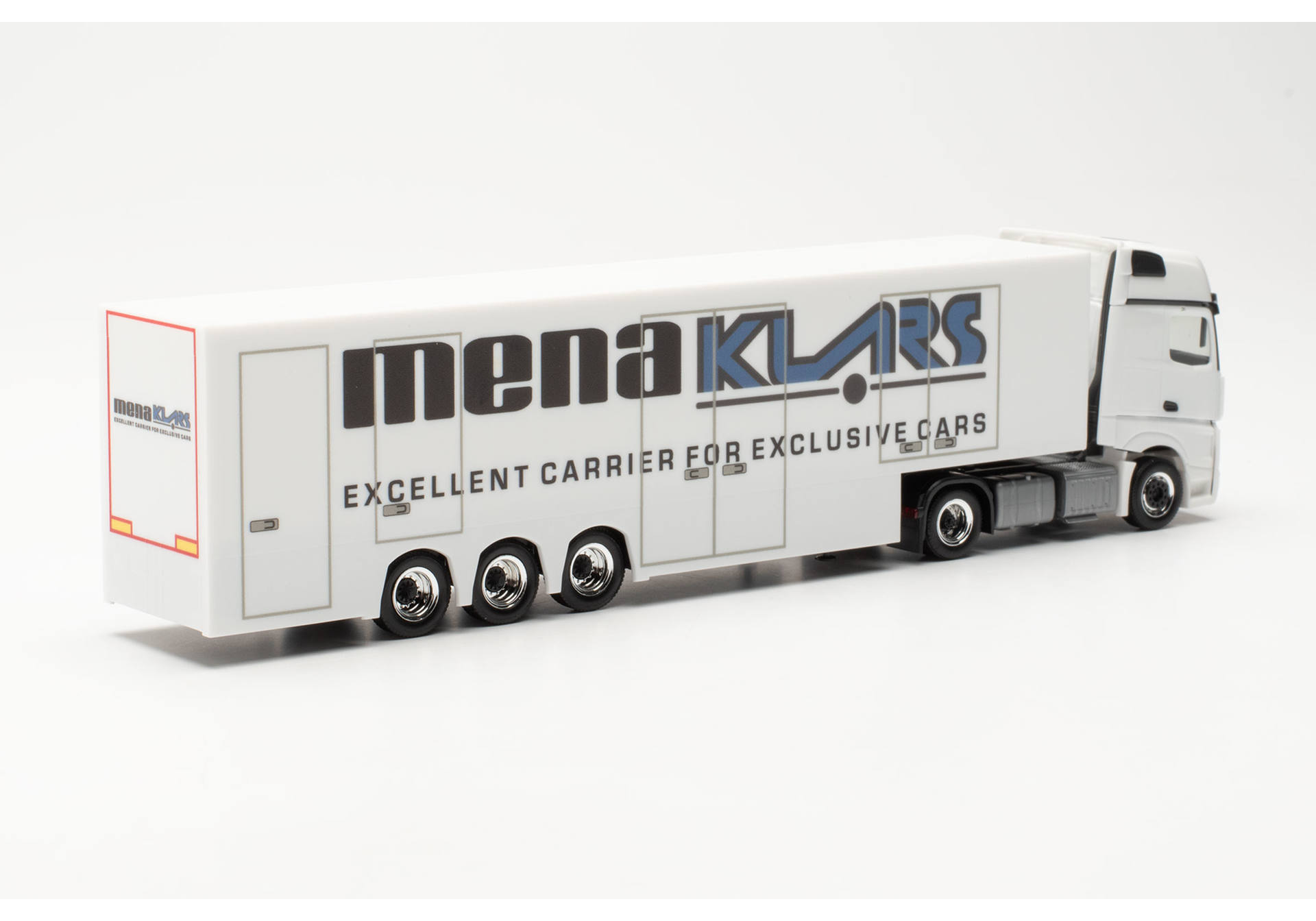 Mercedes-Benz Actros 18 Gigaspace box semitrailer truck "Menaklars GmbH"