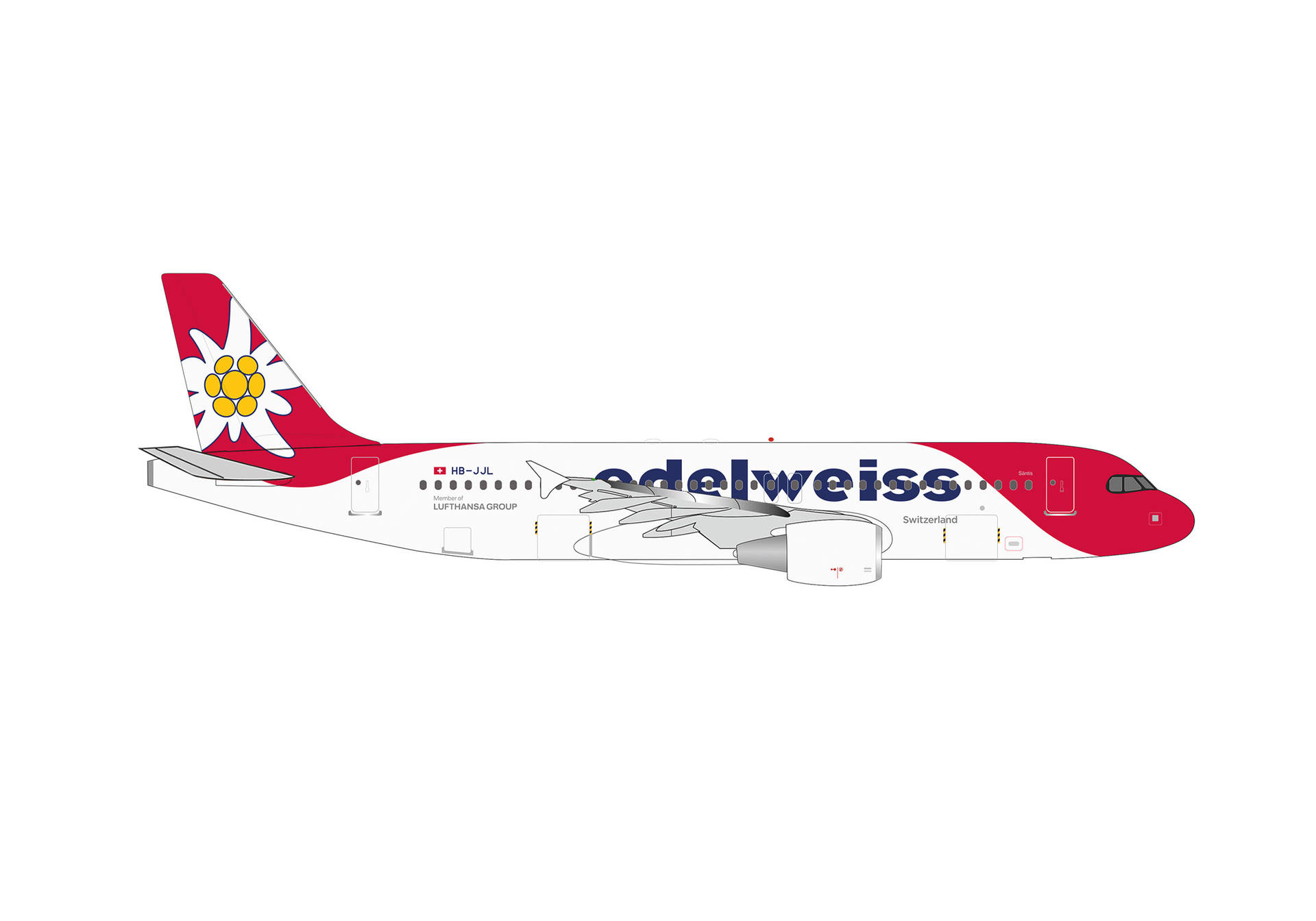 flugzeug, passagierflugzeug, roter rumpf, lufthansa-gruppe, gestaltungsgraphik