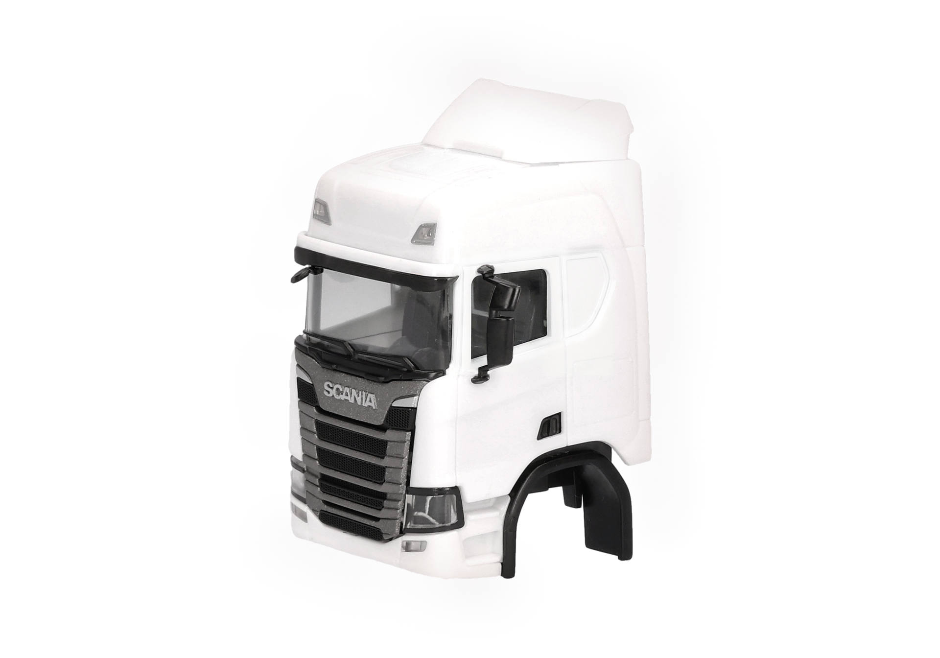truck cab, semi truck, white cab, toy model, Scania grille