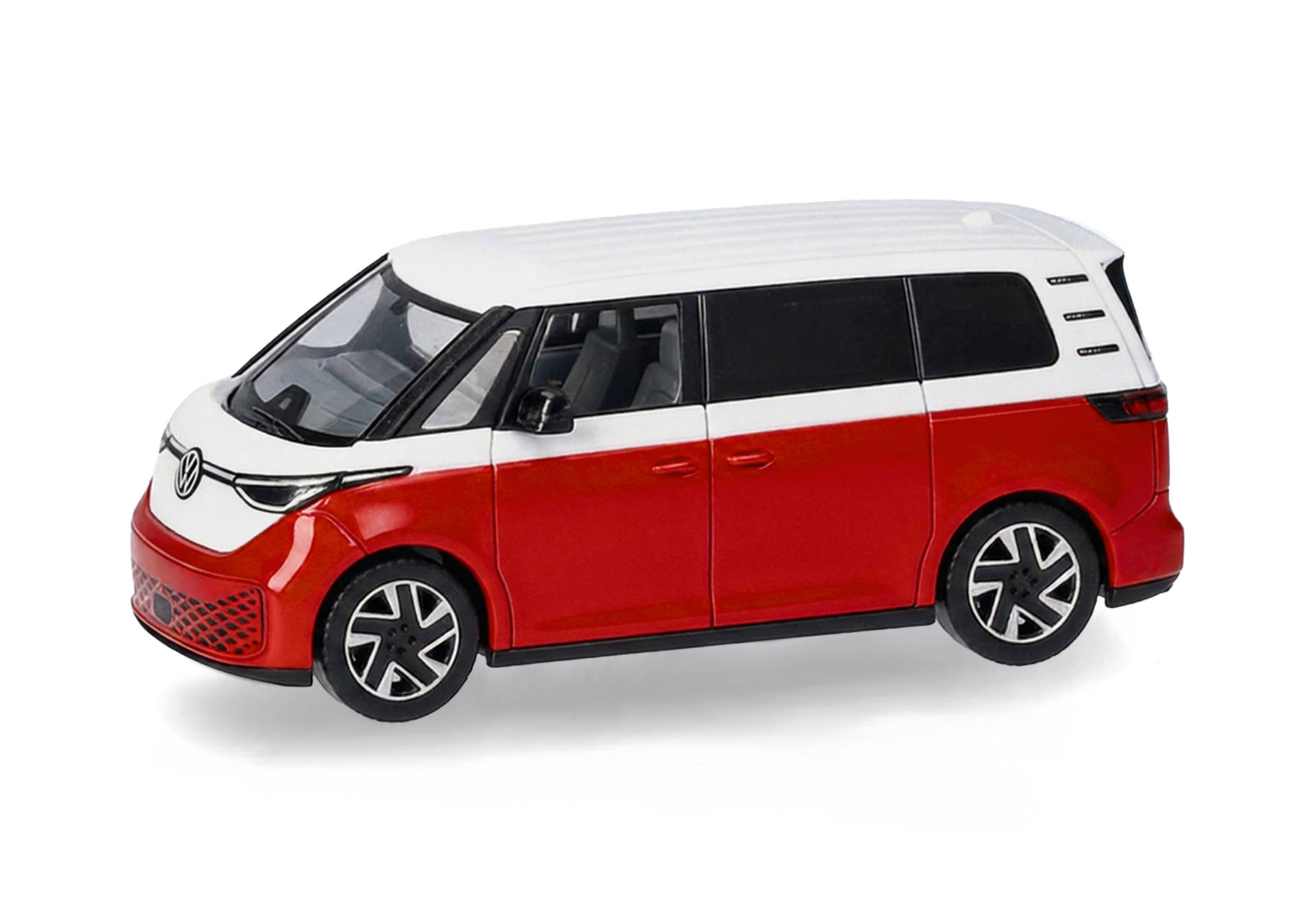 minivan, red, two-tone, toy model, VW logo