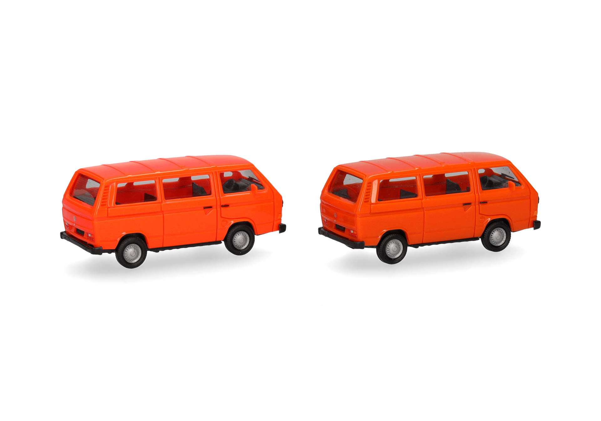 Herpa MiniKit Volkswagen (VW) T3 Bus, leuchtrot und orange, 2 Stück
