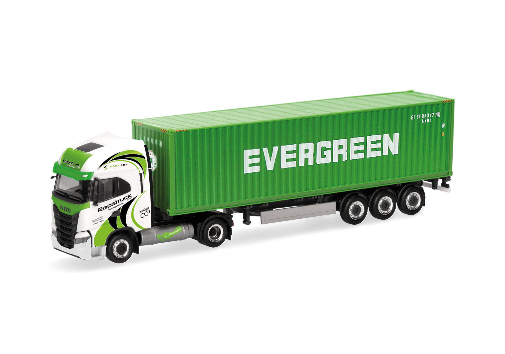 Iveco S-Way LNG 40ft. container semitrailer truck "Rapstrucks / Evergreen"