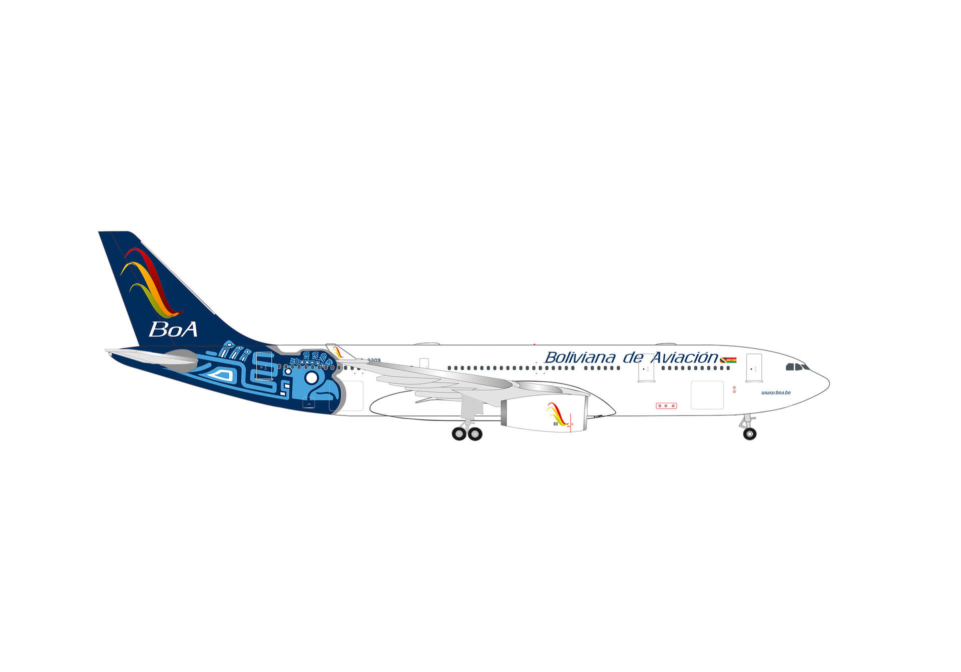 flugzeug, passagierflugzeug, Boliviana de Aviación, tailluftstrecke, branding-detail