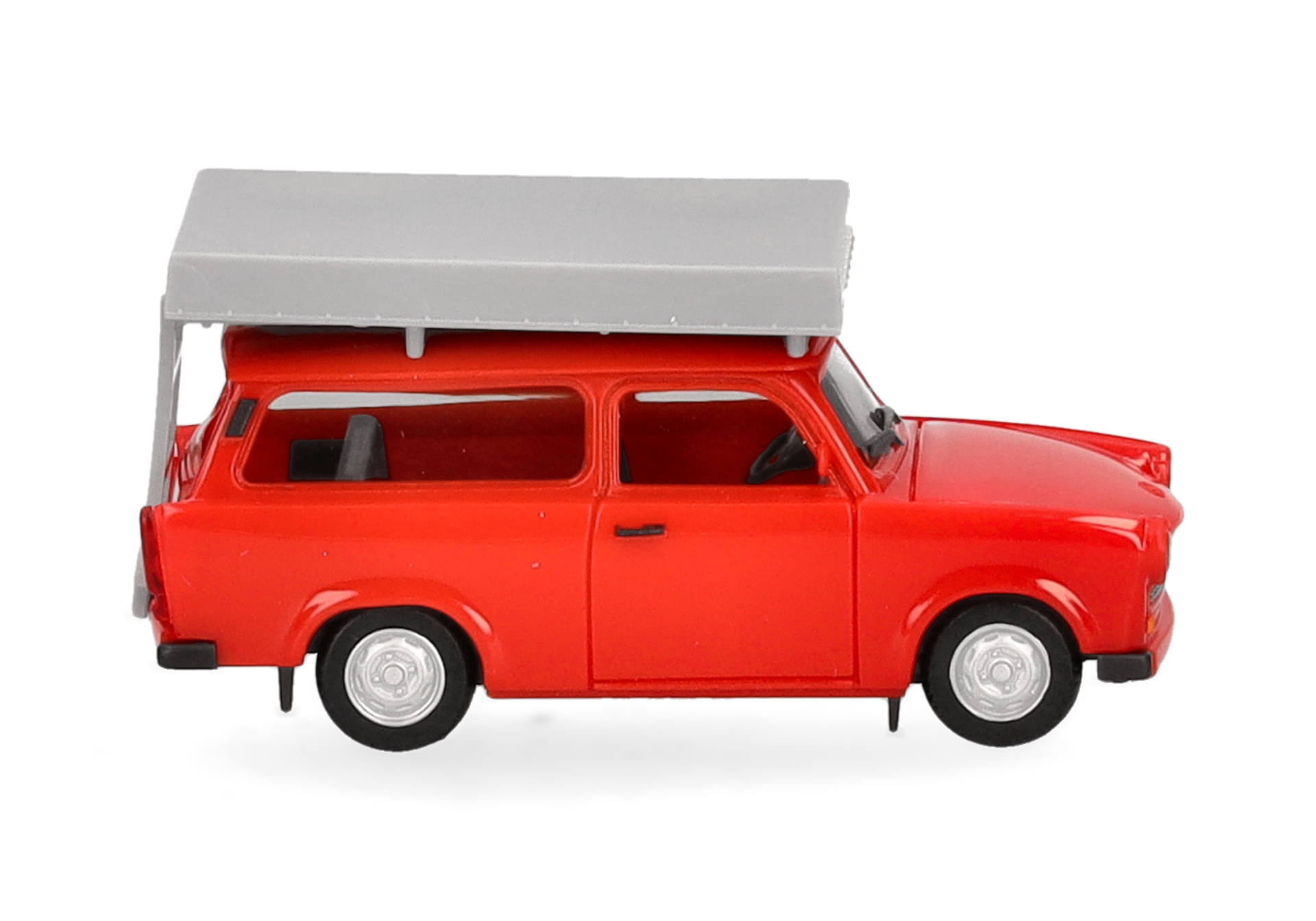 Trabant 601 Universal, knallrot mit Dachzelt