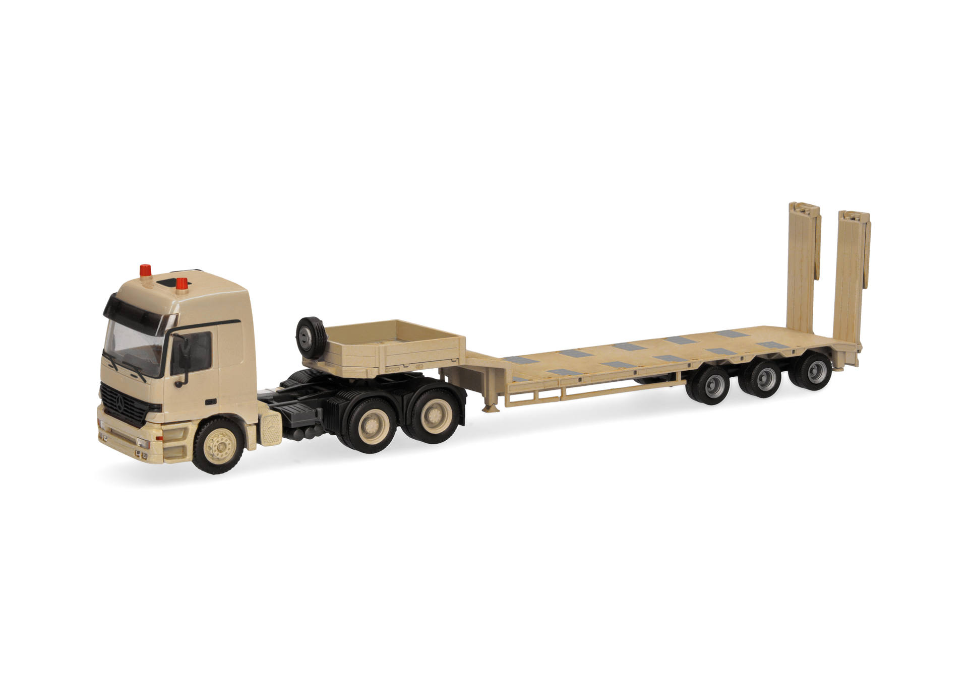 Mercedes-Benz Actros L (96) MP1 Tieflade-Sattelzug "Belgische Armee", sandbeige (Belgien)