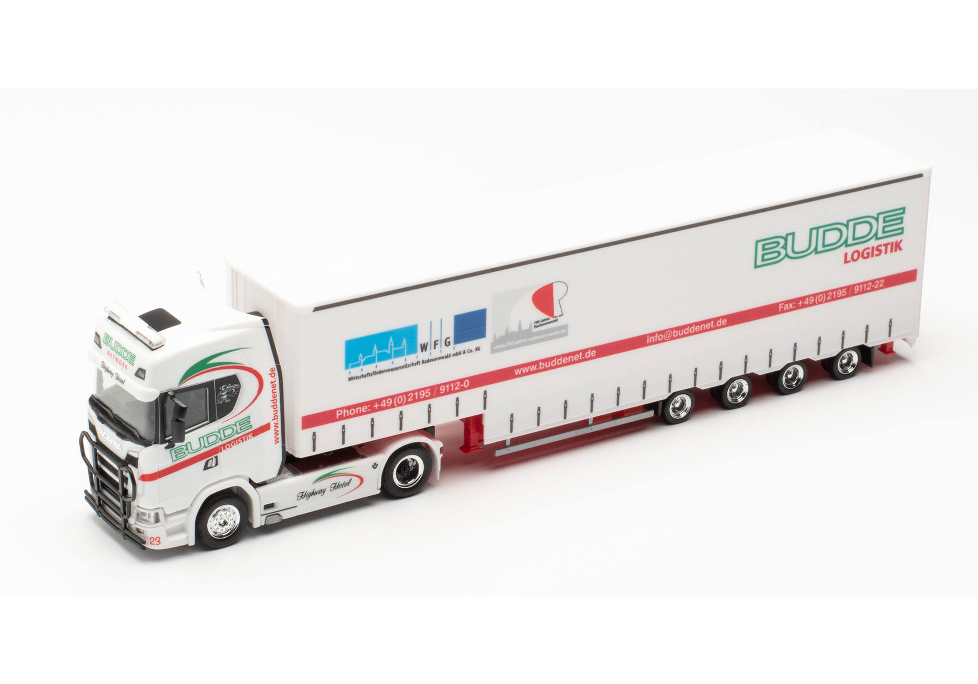 Scania CS 20 high roof Meusburger semitrailer “BLS Budde Logistik Spedition”
