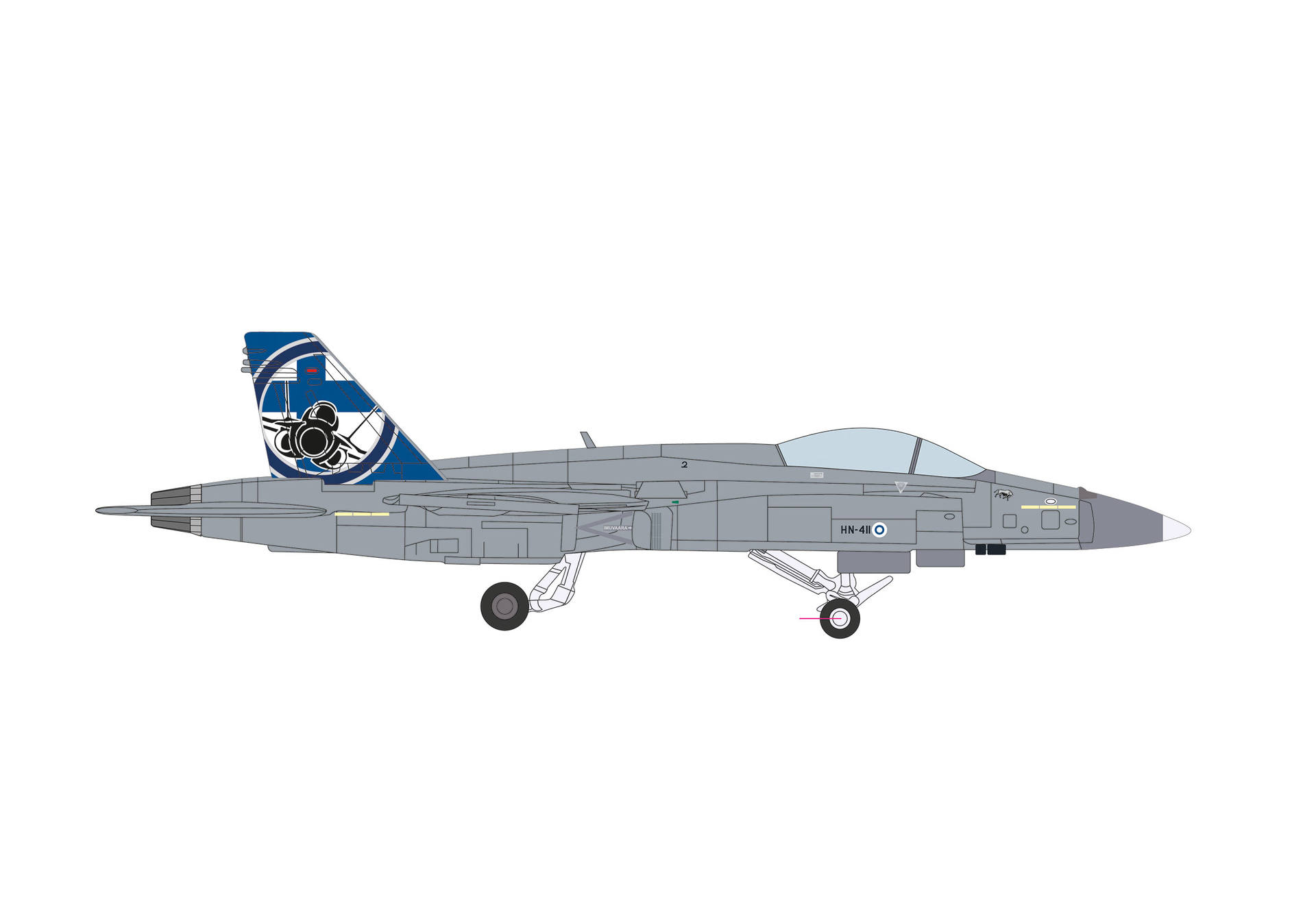 Kampfjet, Militärflugzeug, Zwillingstriebwerk, Grau camouflage, Schwanzabzeichen