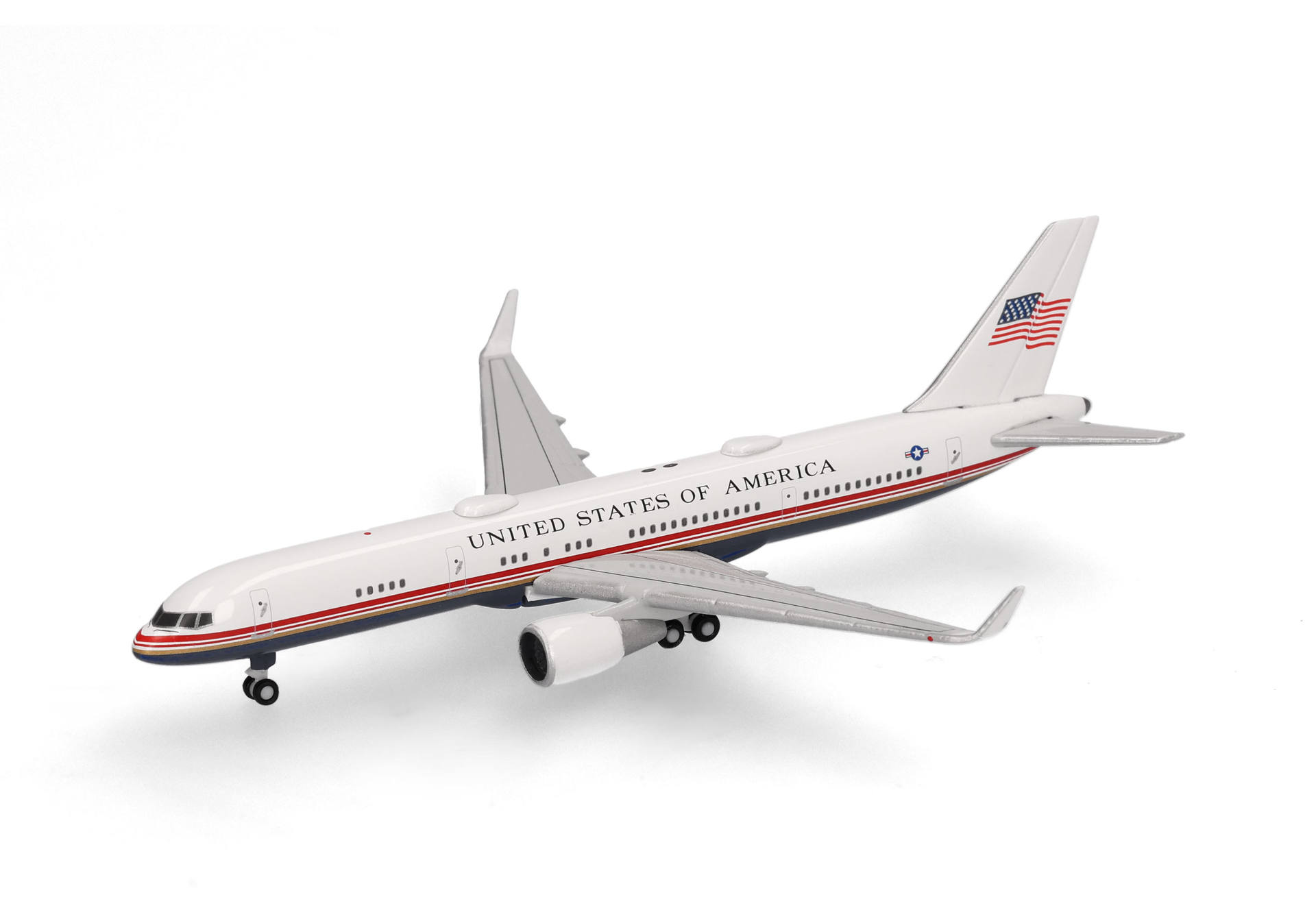 airplane, jet, commercial, US flag, model