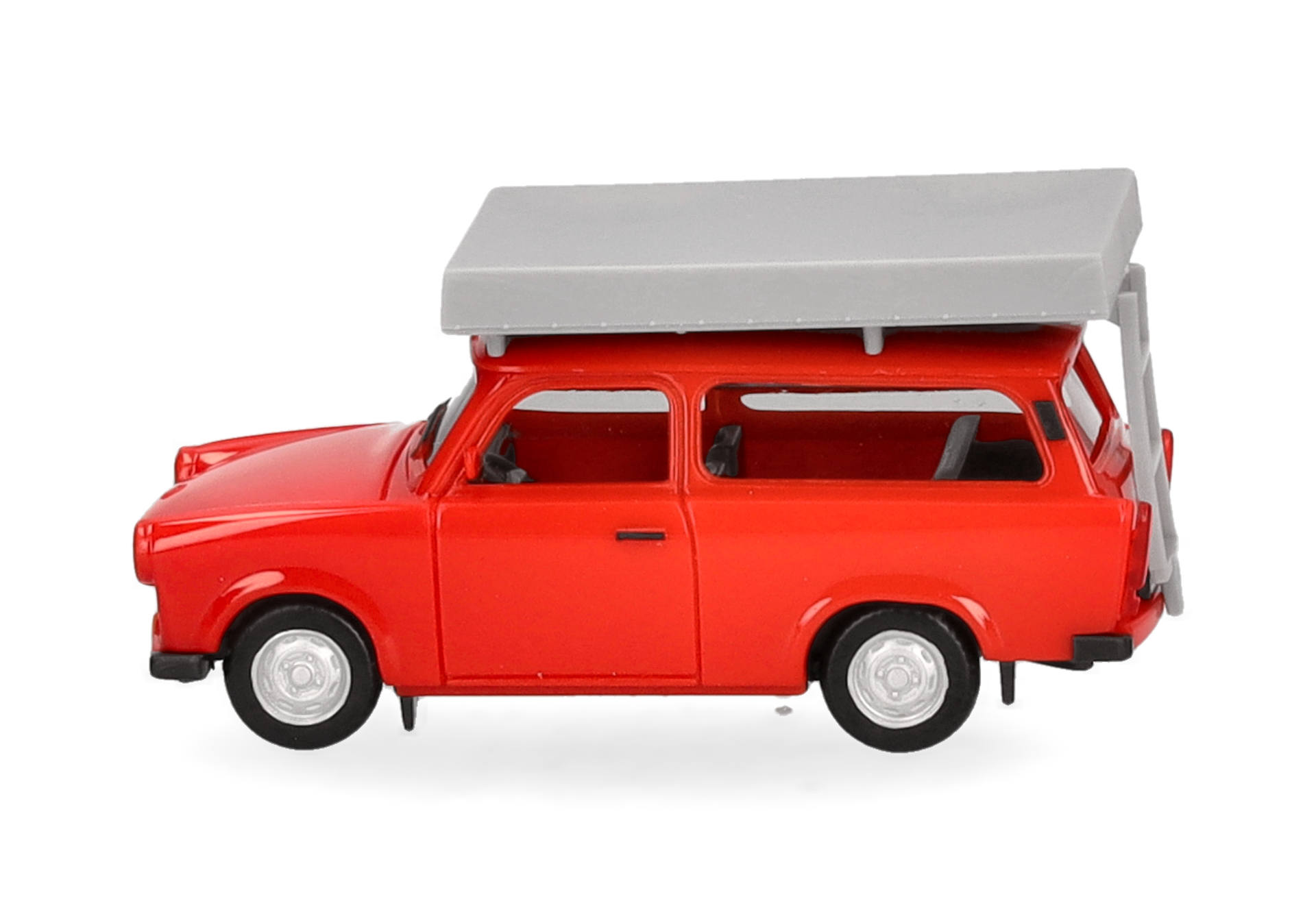 Trabant 601 Universal, knallrot mit Dachzelt