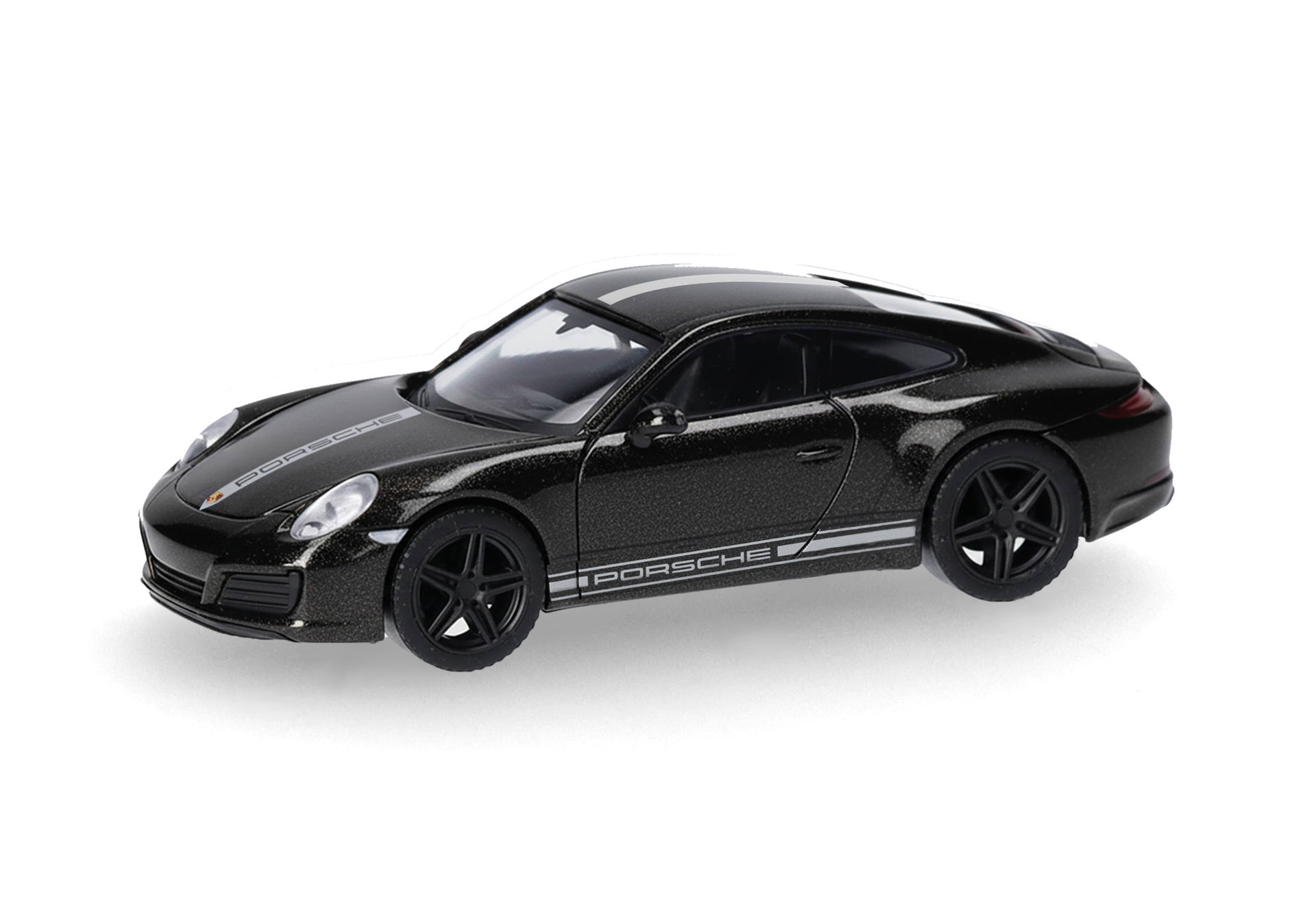 toy car, Porsche, black, diagonal stripe, model car