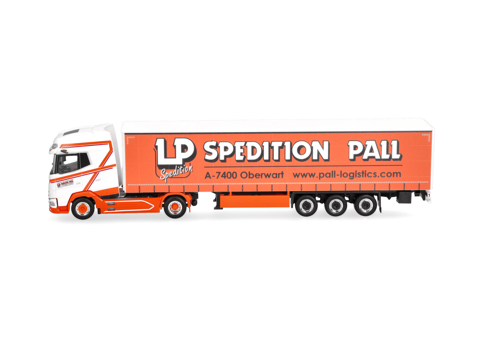 truck, trailer, orange, semi-trailer, model
