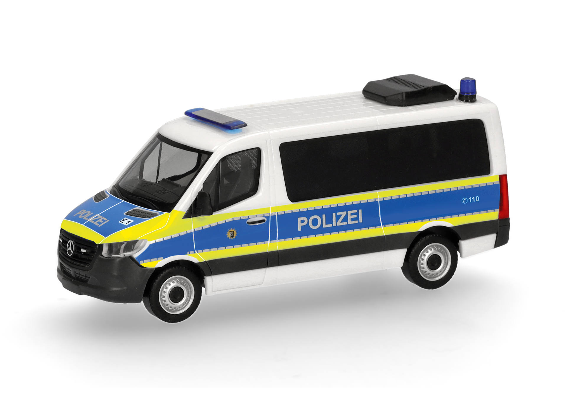 police van, emergency vehicle, blue yellow stripe, sirens, Mercedes-Benz
