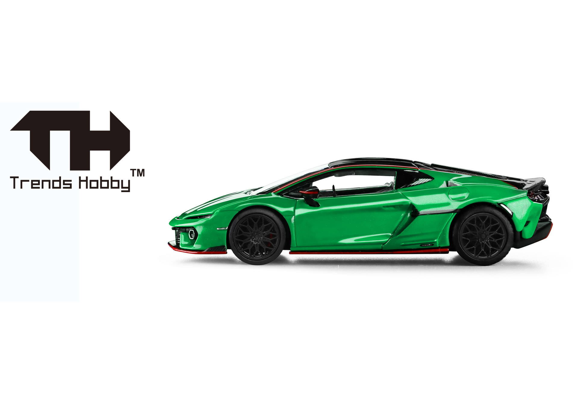 green car, sports car, model car, black wheels, racing design