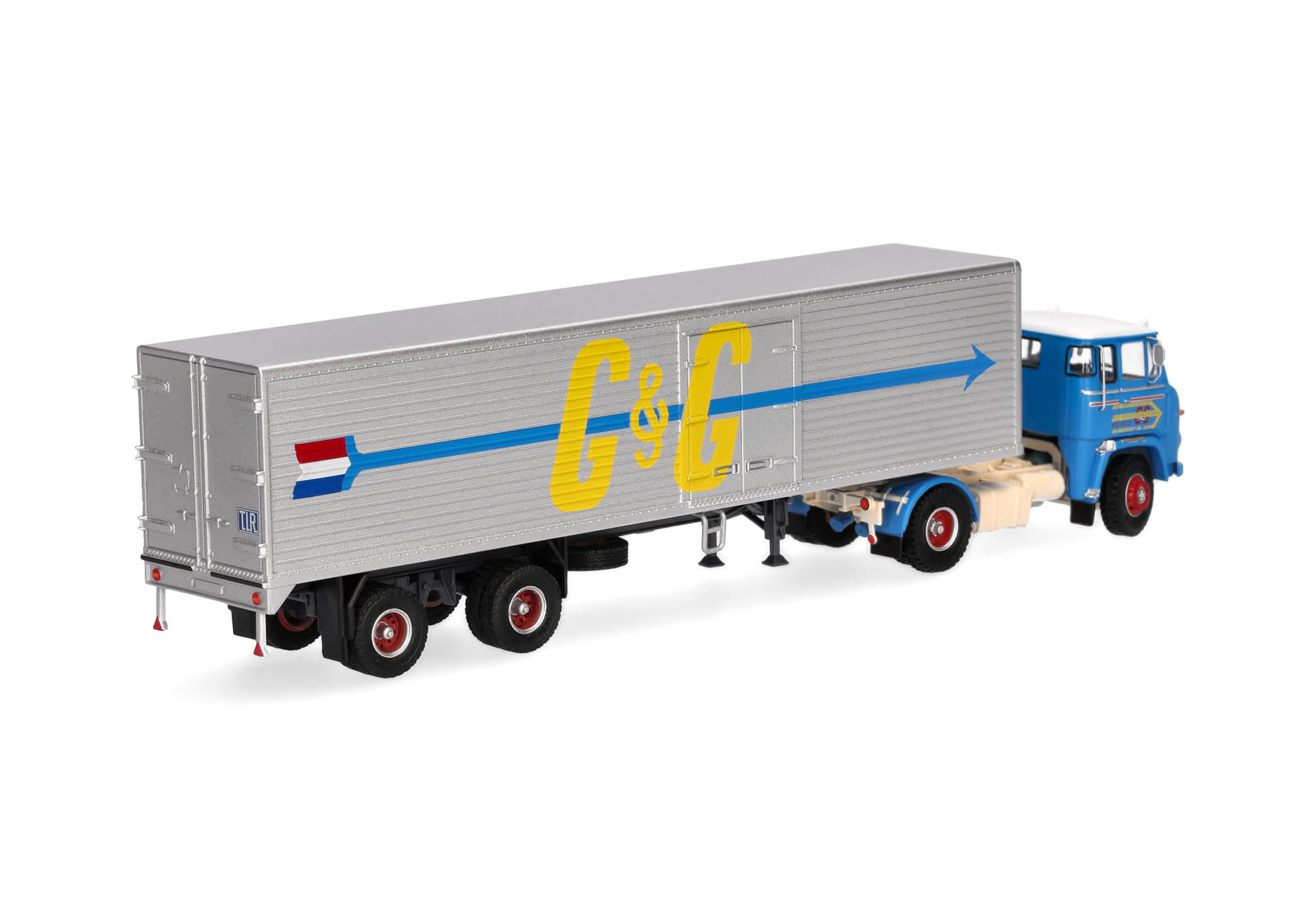 Lkw, Anhänger, Sattelzug, Silberner Anhänger, blauer Sattelzug