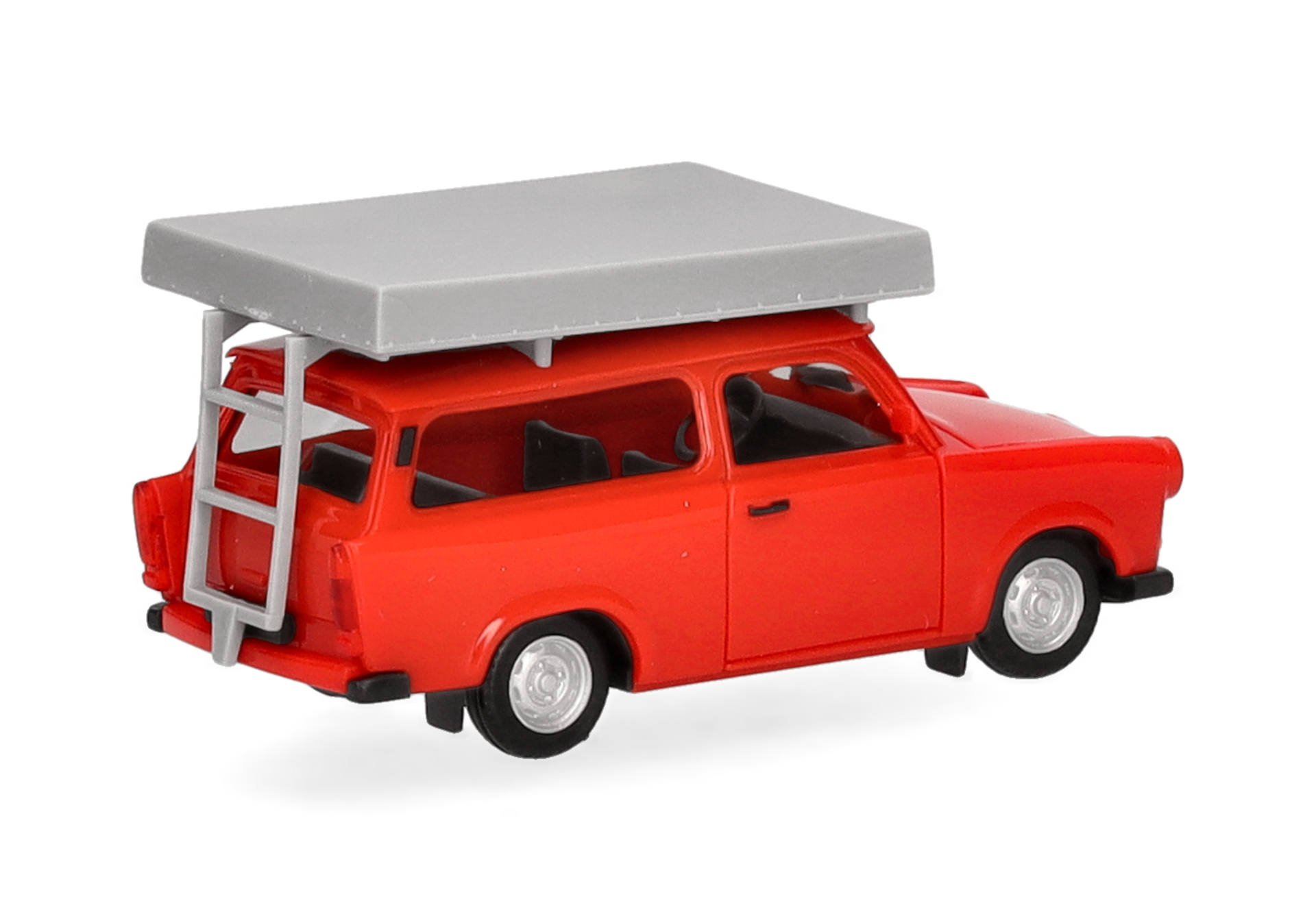 Trabant 601 Universal, knallrot mit Dachzelt
