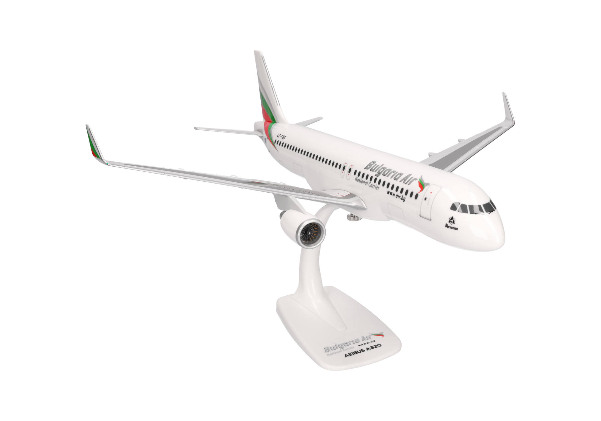 airplane model, Bulgaria Air, A320, jet engine, display stand