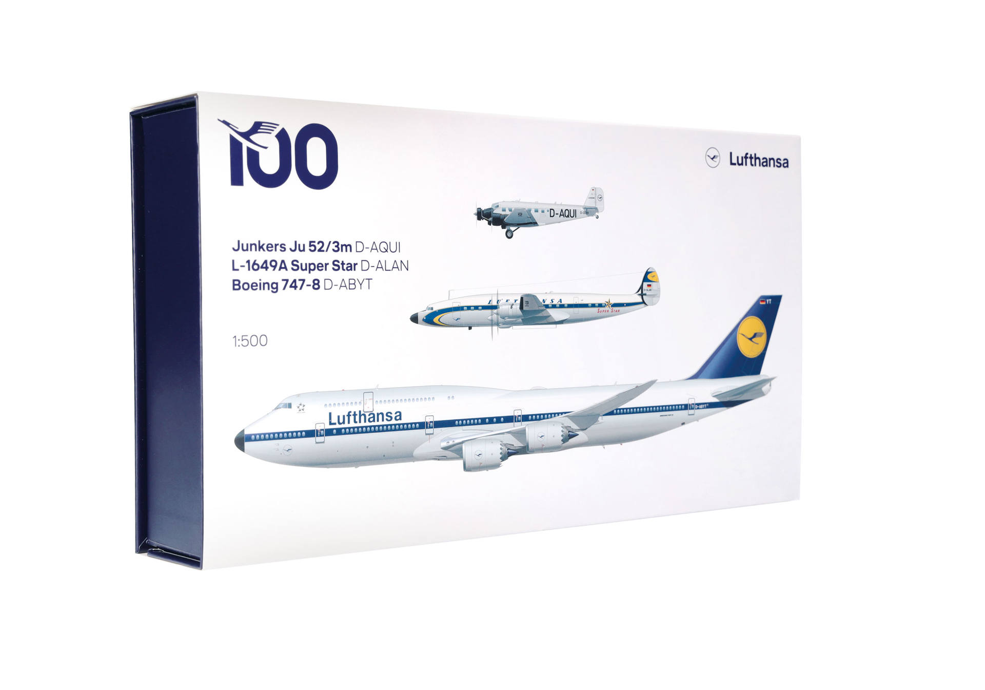 Lufthansa Retro 3-Piece Set "100 years" (Junkers JU 52, Super Star L1649A, Boeing 747-8)