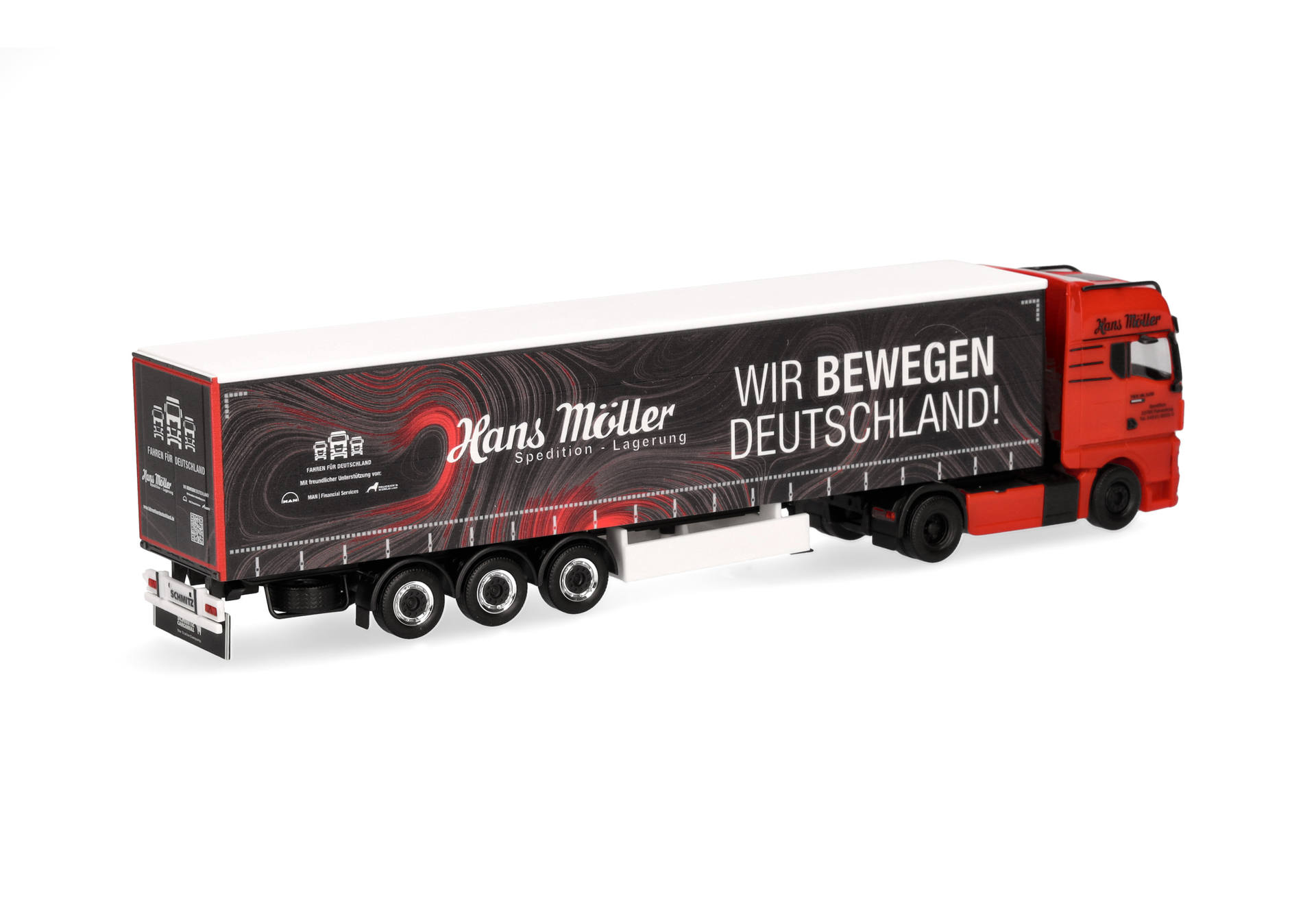 MAN TGX GX curtain canvas semitrailer truck "Hans Möller / Wir bewegen Deutschland"