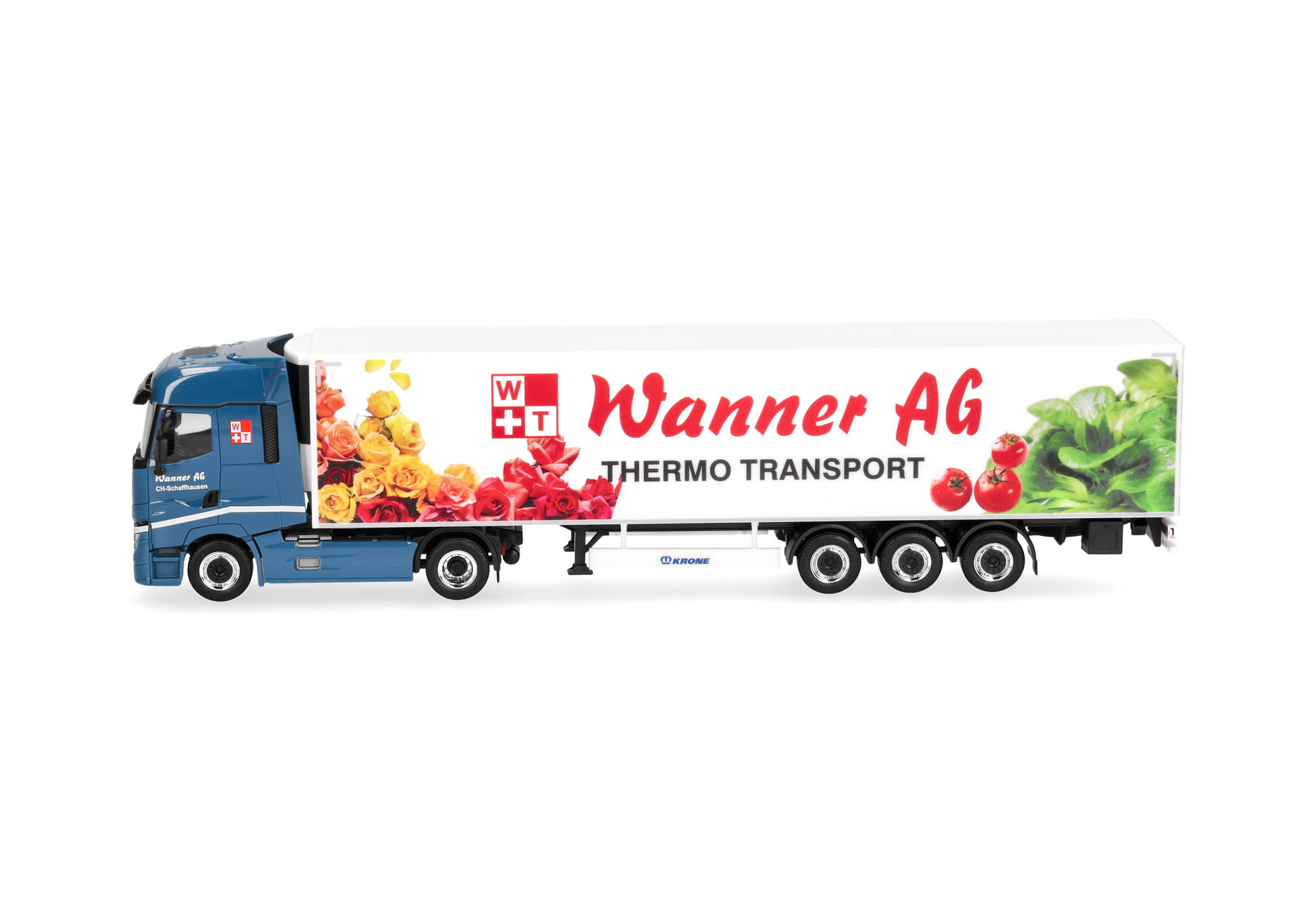 toy, truck, trailer, thermo transport, flower print