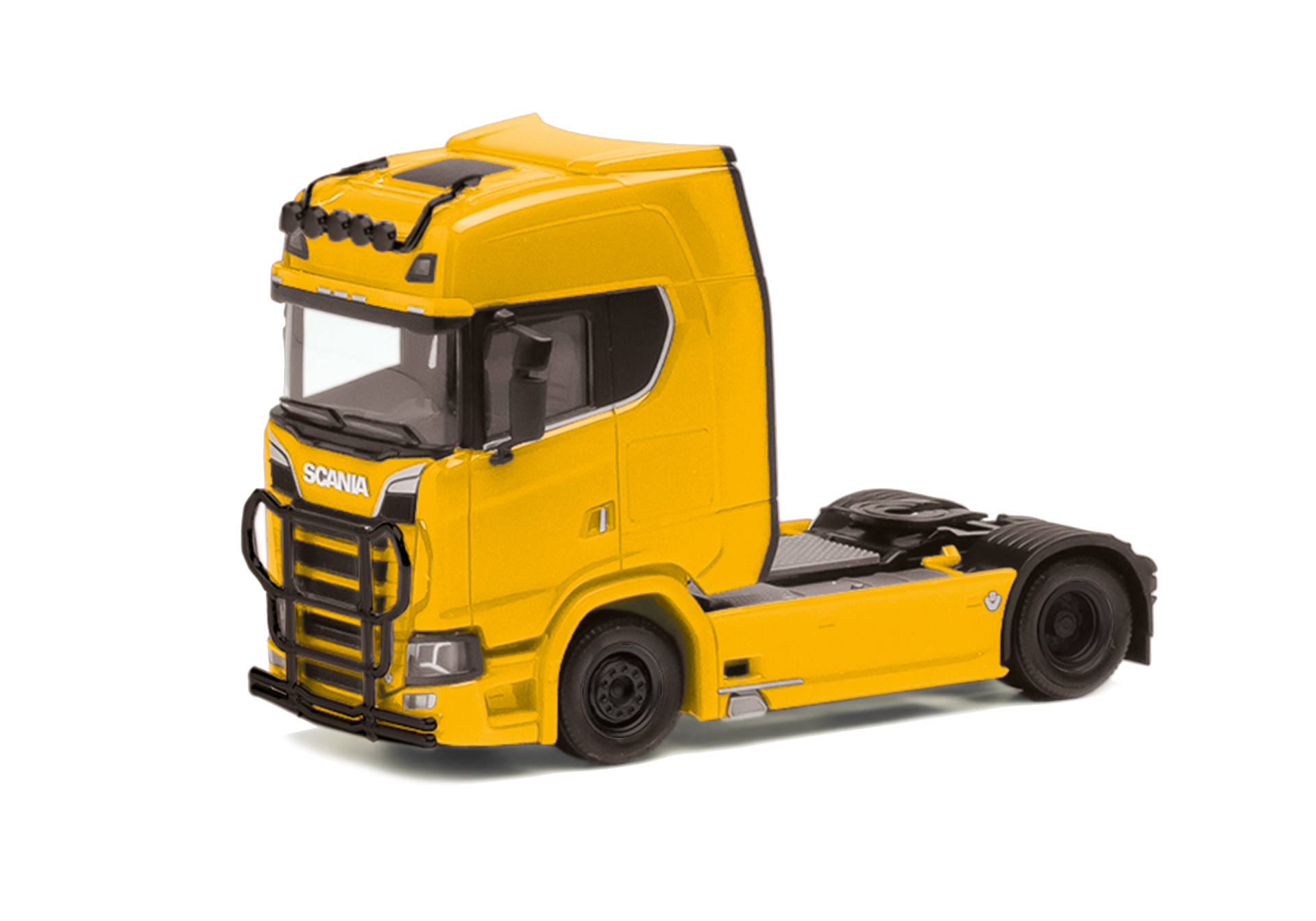 Scania CS 20 HD Zugmaschine mit Lampenbügel und Rammschutz, 2achs, ginstergelb