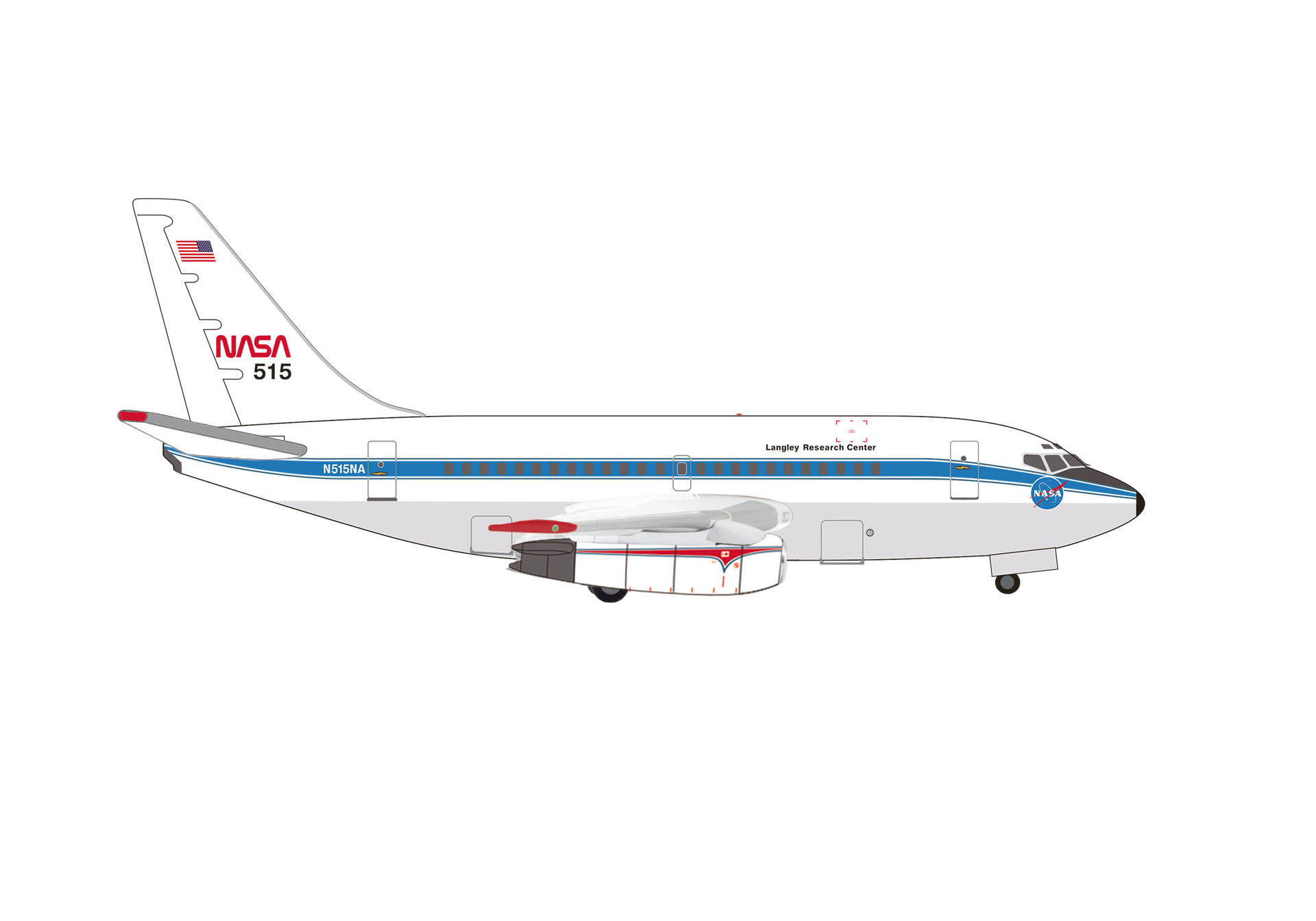airplane, jet, aircraft, NASA, tail logo