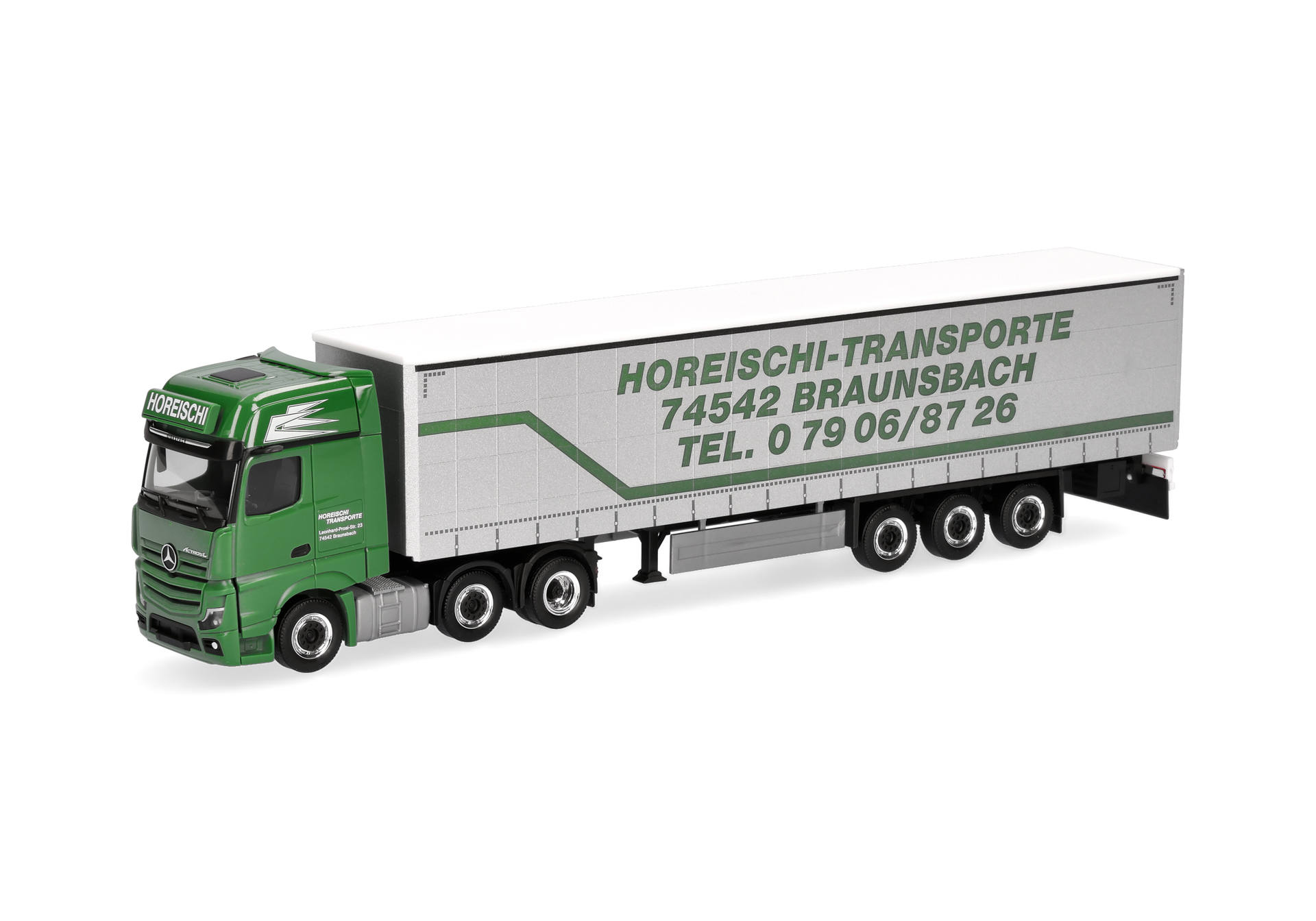 truck, semi-trailer, green truck, trailer, logistics
