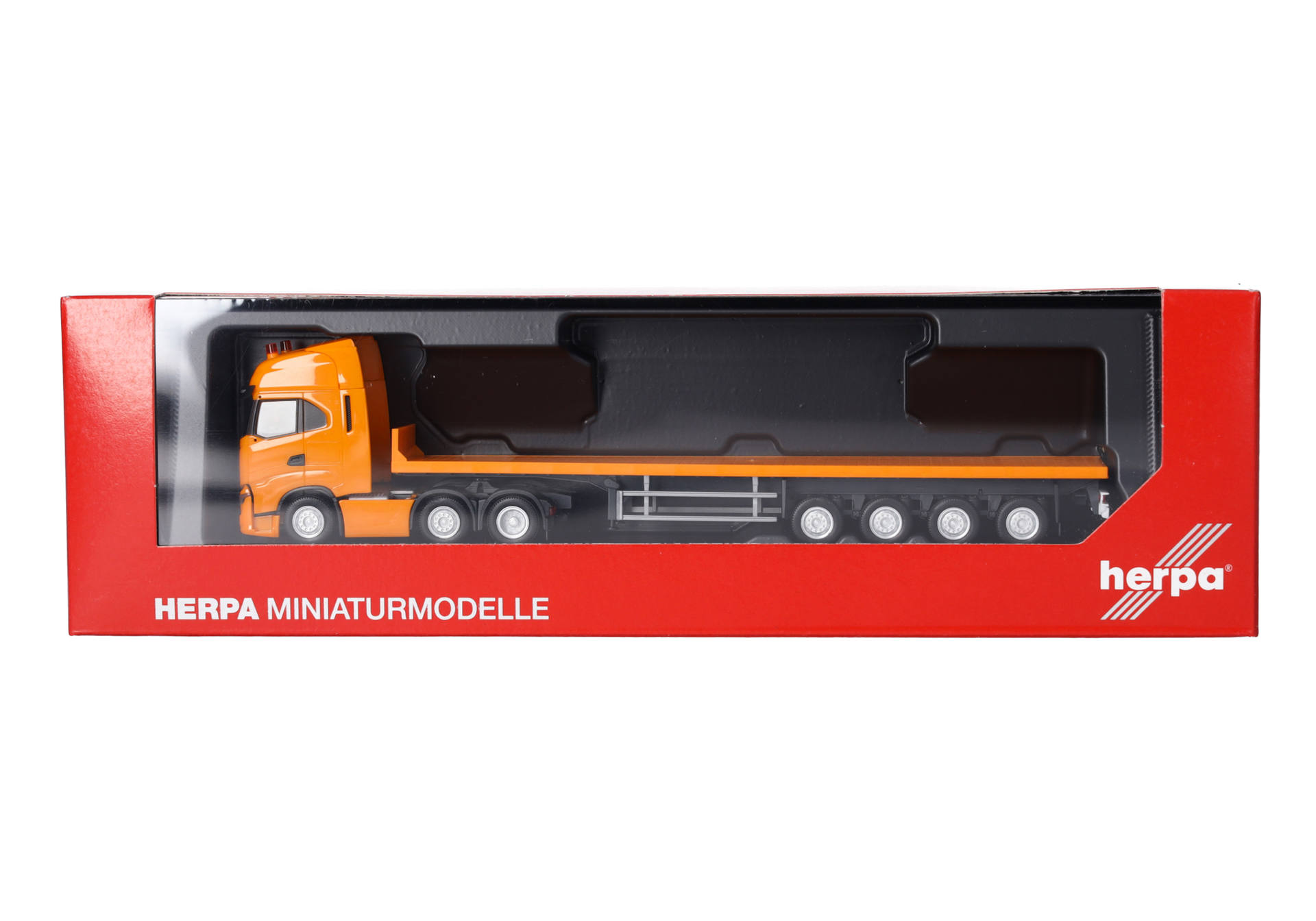 Iveco S-Way 6x2 flat bed semitrailer truck, municipal orange