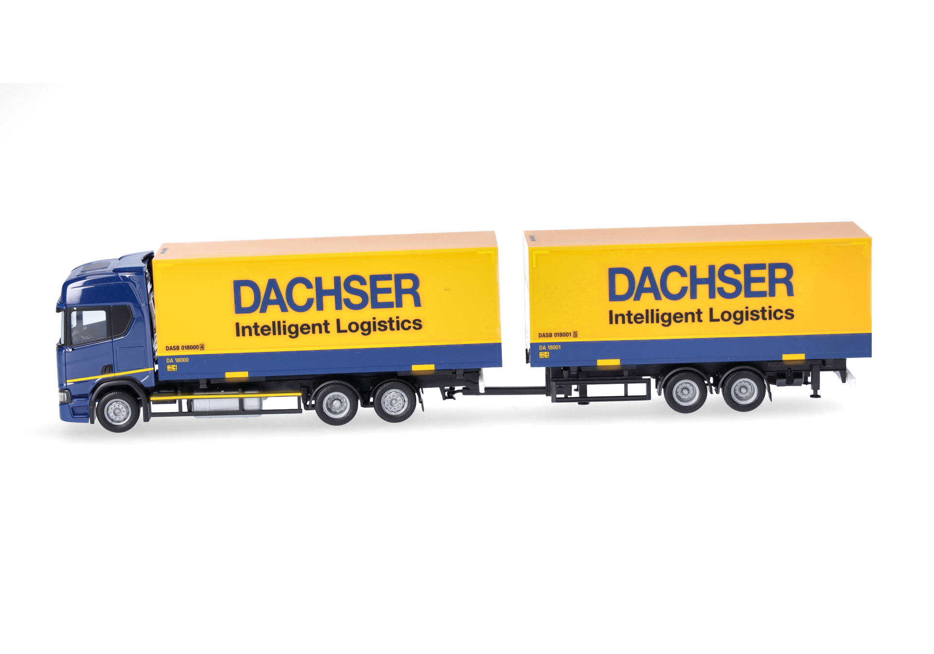 Scania CR20 HD Wechselkoffer-Tandemhängerzug "DACHSER - Intelligent Logistics"