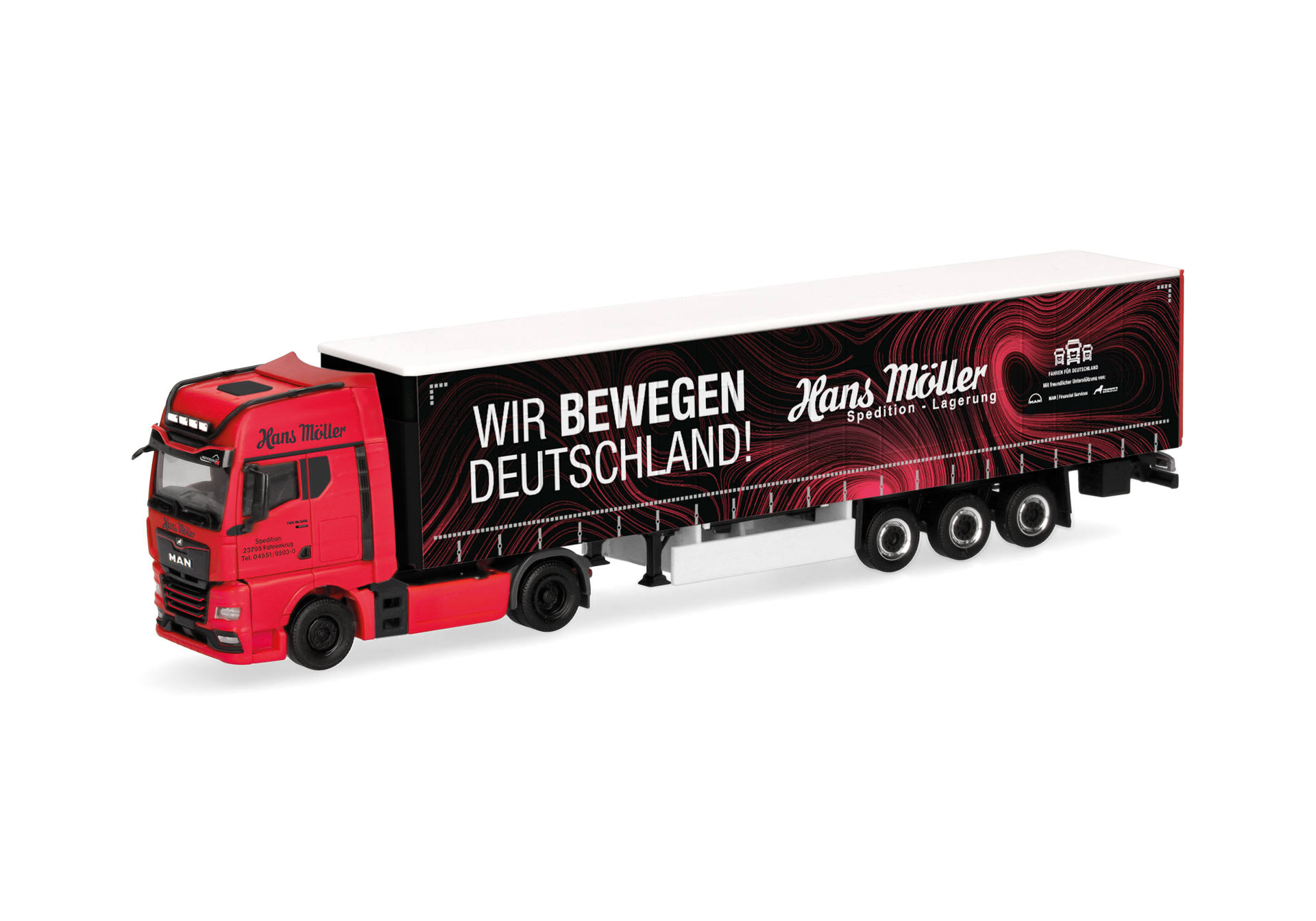 MAN TGX GX Gardinenplanen-Sattelzug "Hans Möller / Wir bewegen Deutschland"