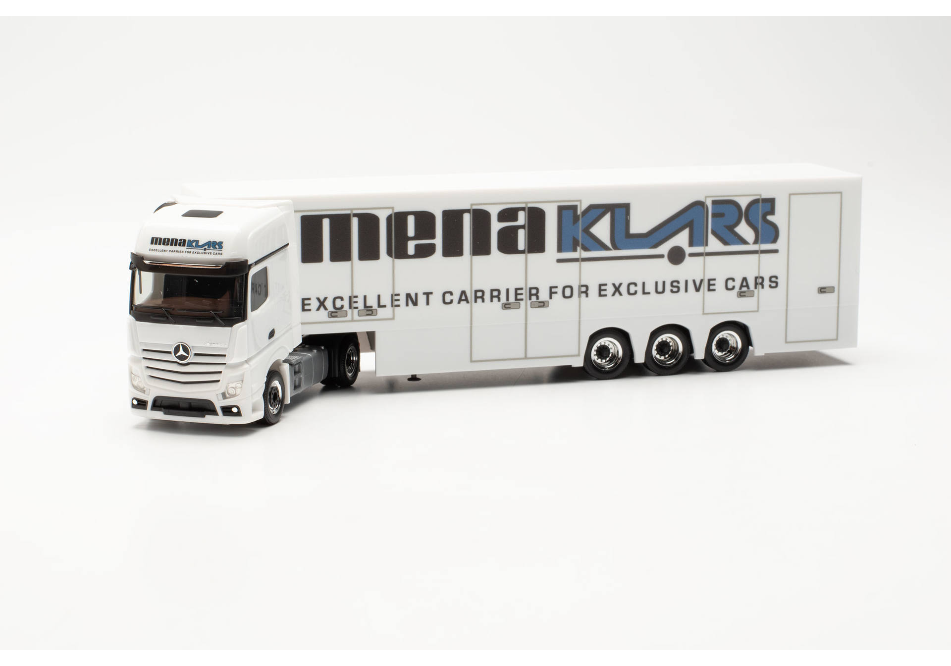 Mercedes-Benz Actros 18 Gigaspace box semitrailer truck "Menaklars GmbH"