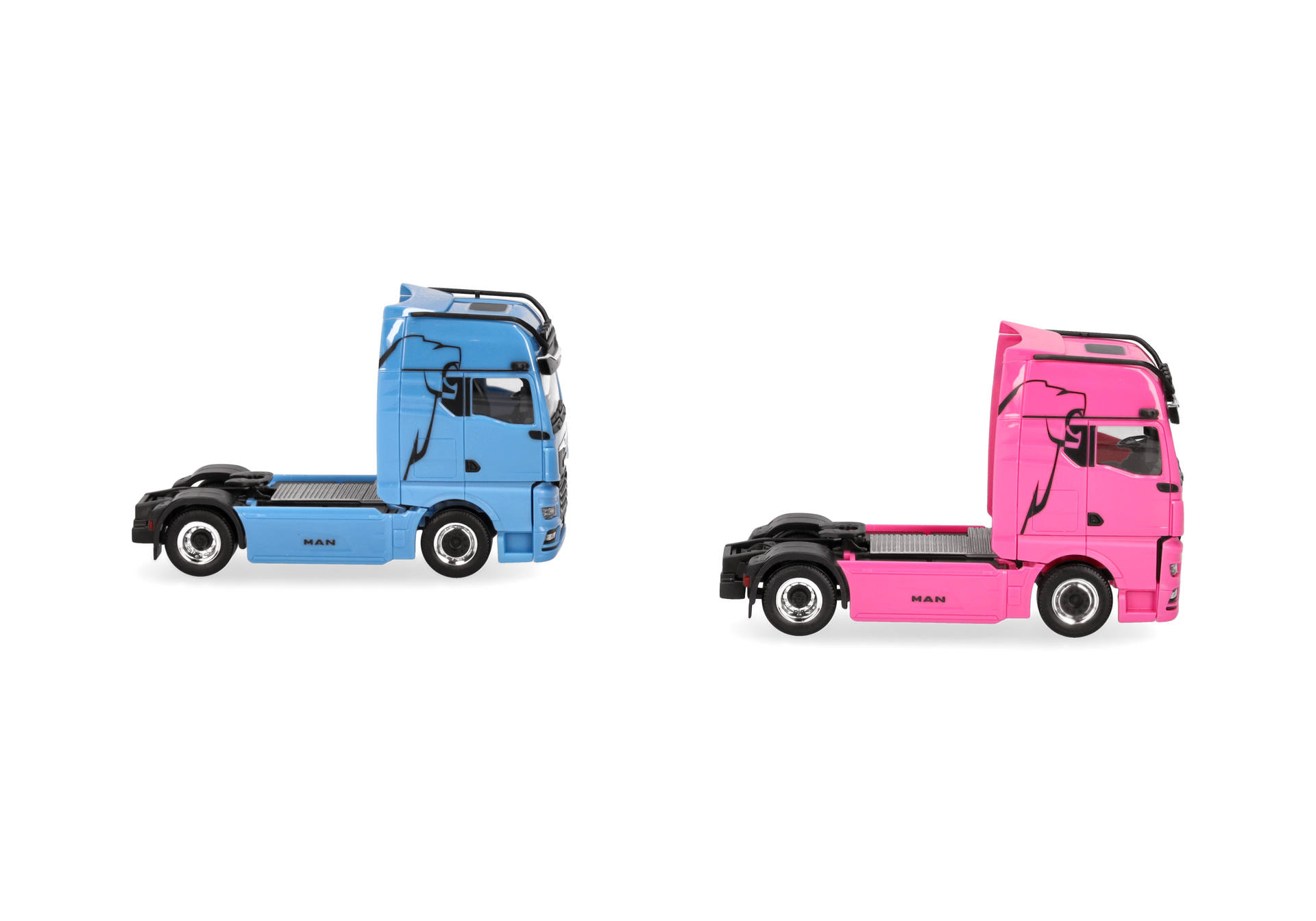 MAN & WOMAN eTGX GX set rigid tractors, 2axles, light blue and pink