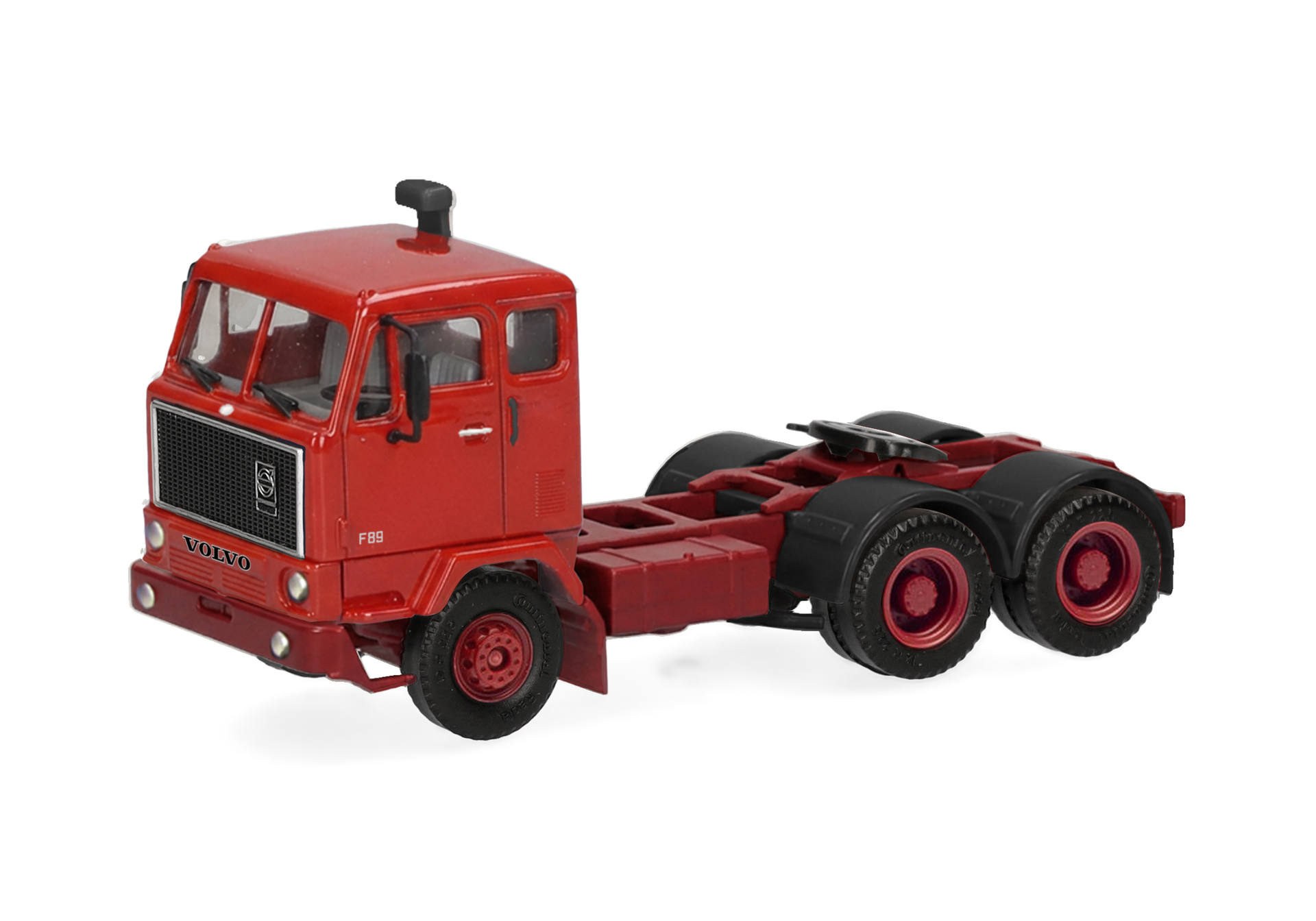 truck, tractor, red, model truck, six-wheel